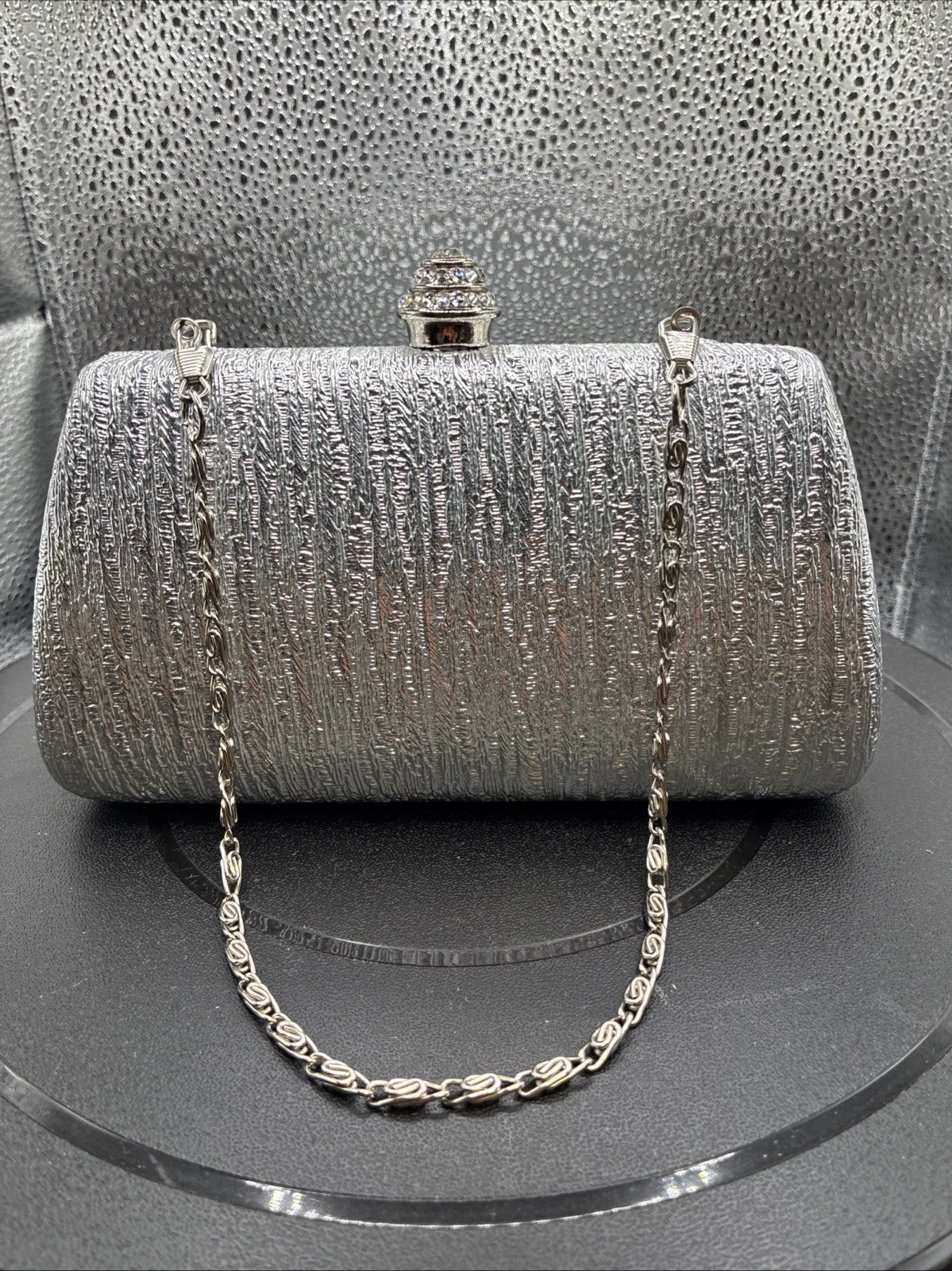 Silver Clutch Purse Evening Chain Strap Prom Wedding Formal Handbag Kate Laneday