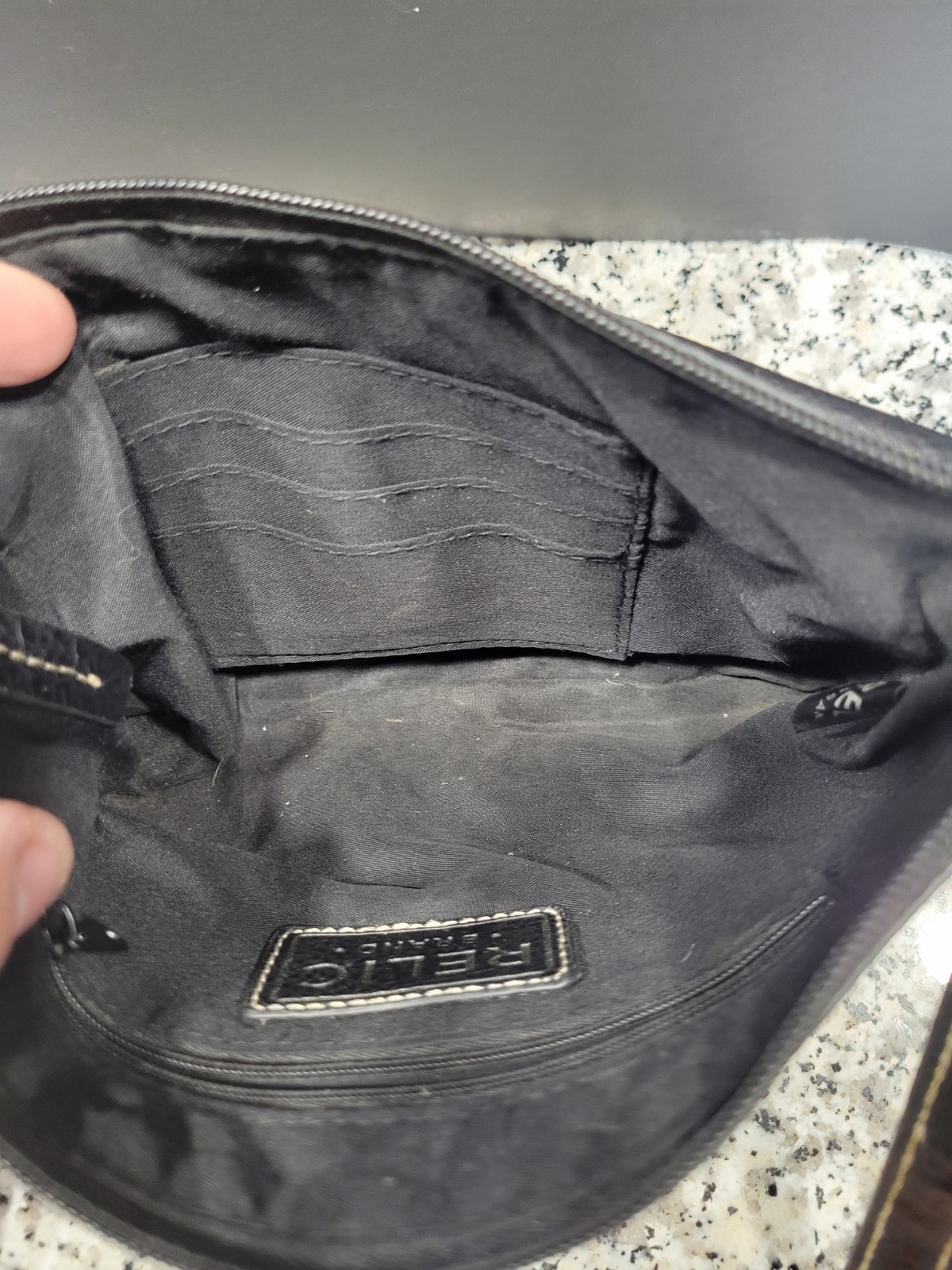Vintage Relic Black Cross Body Faux Leather Zipper Close Purse
