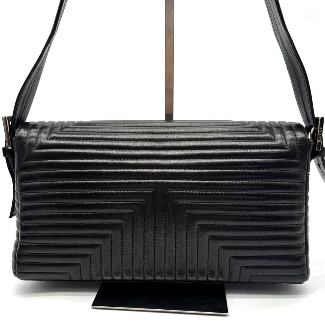 BALLY Quilted Bag Geometric Black Y2K 25a