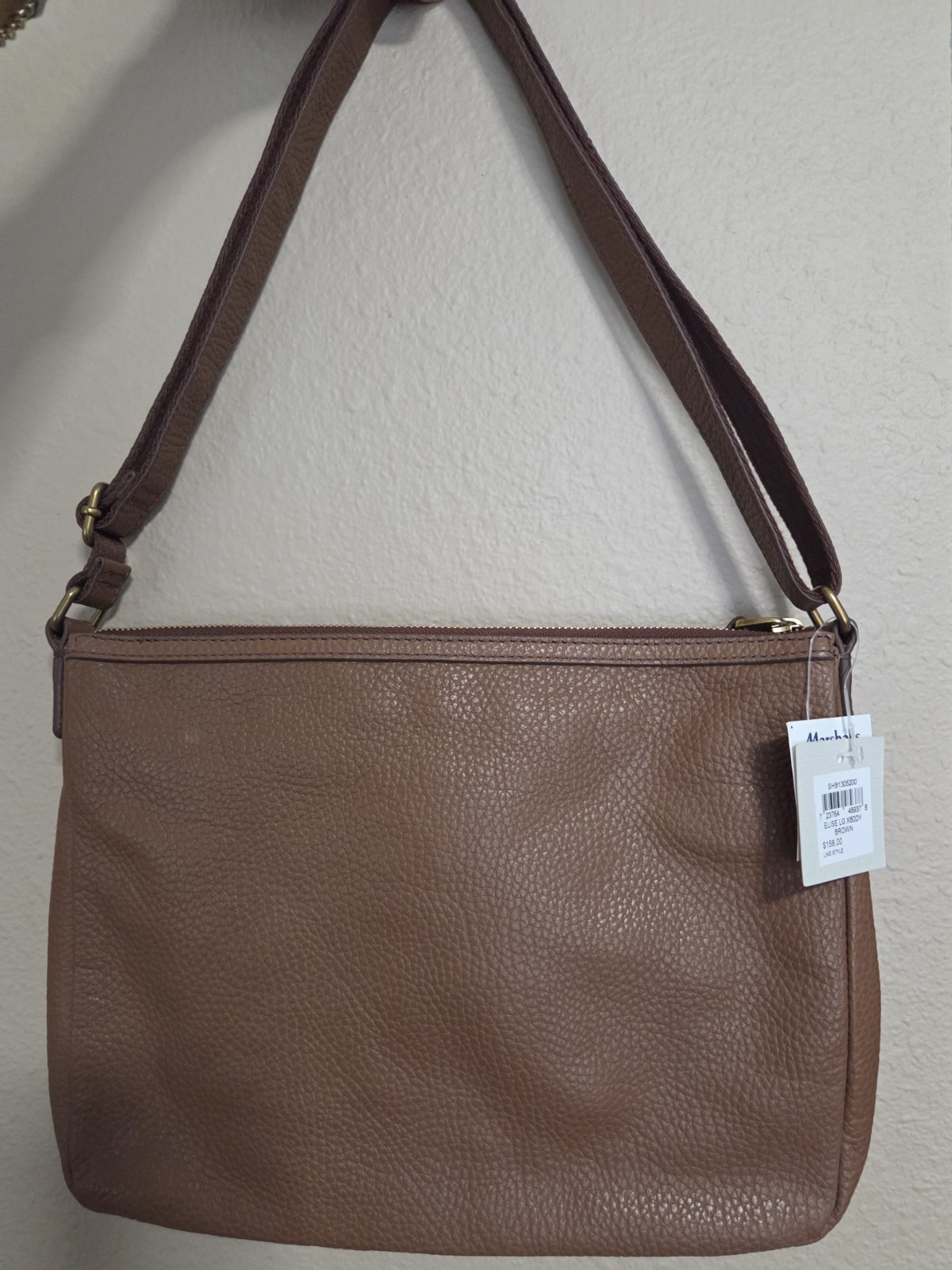 FOSSIL CROSSBODY PURSE ~ SOFT PEBBLED LEATHER ~ BROWN ~ NEW w/ TAGS + FREE GIFT!