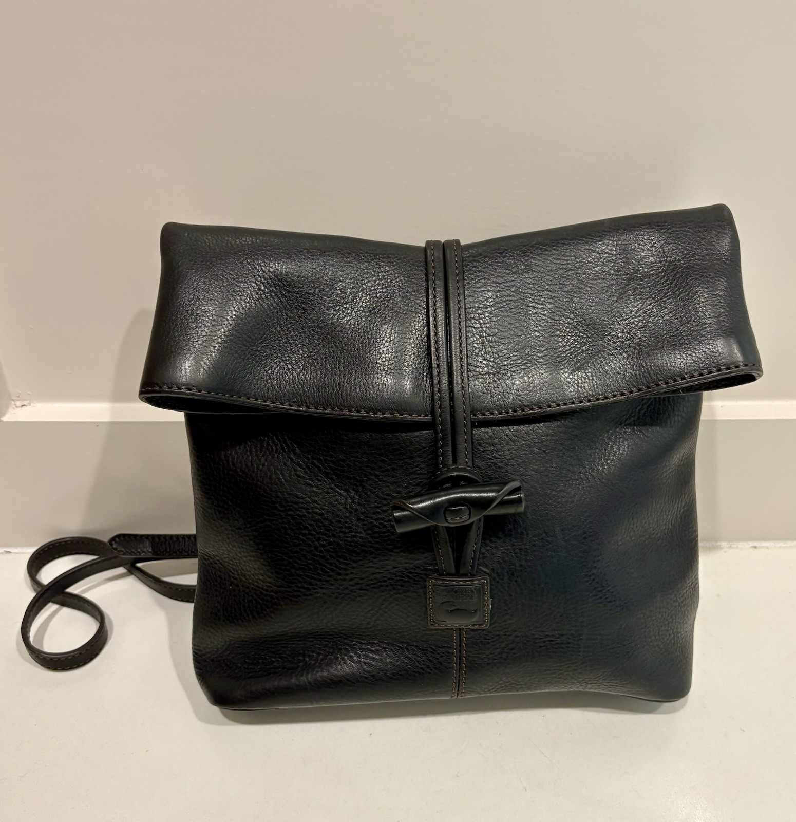 Dooney & Bourke Florentine Black Leather Toggle Crossbody Shoulder Bag