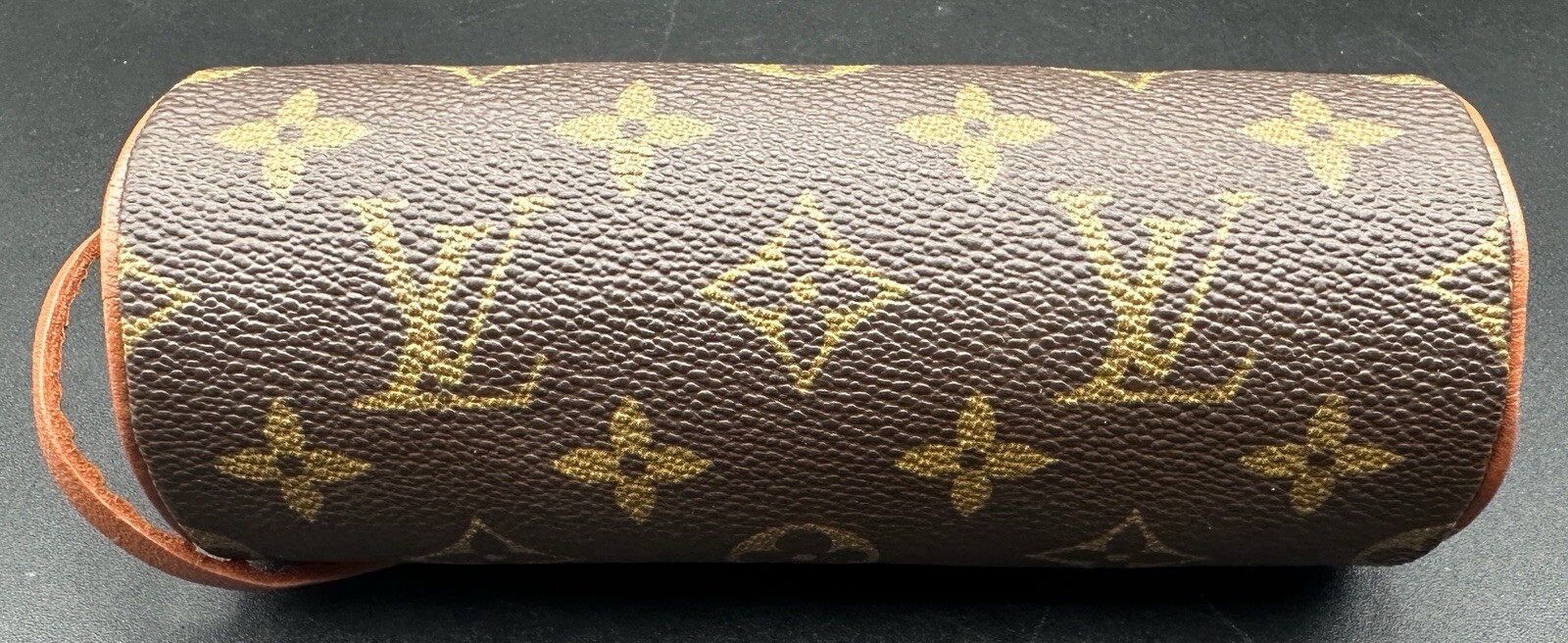 Louis Vuitton Monogram Brown Papillon Accessory Pochette Pouch Bag Cylinder 6.5”