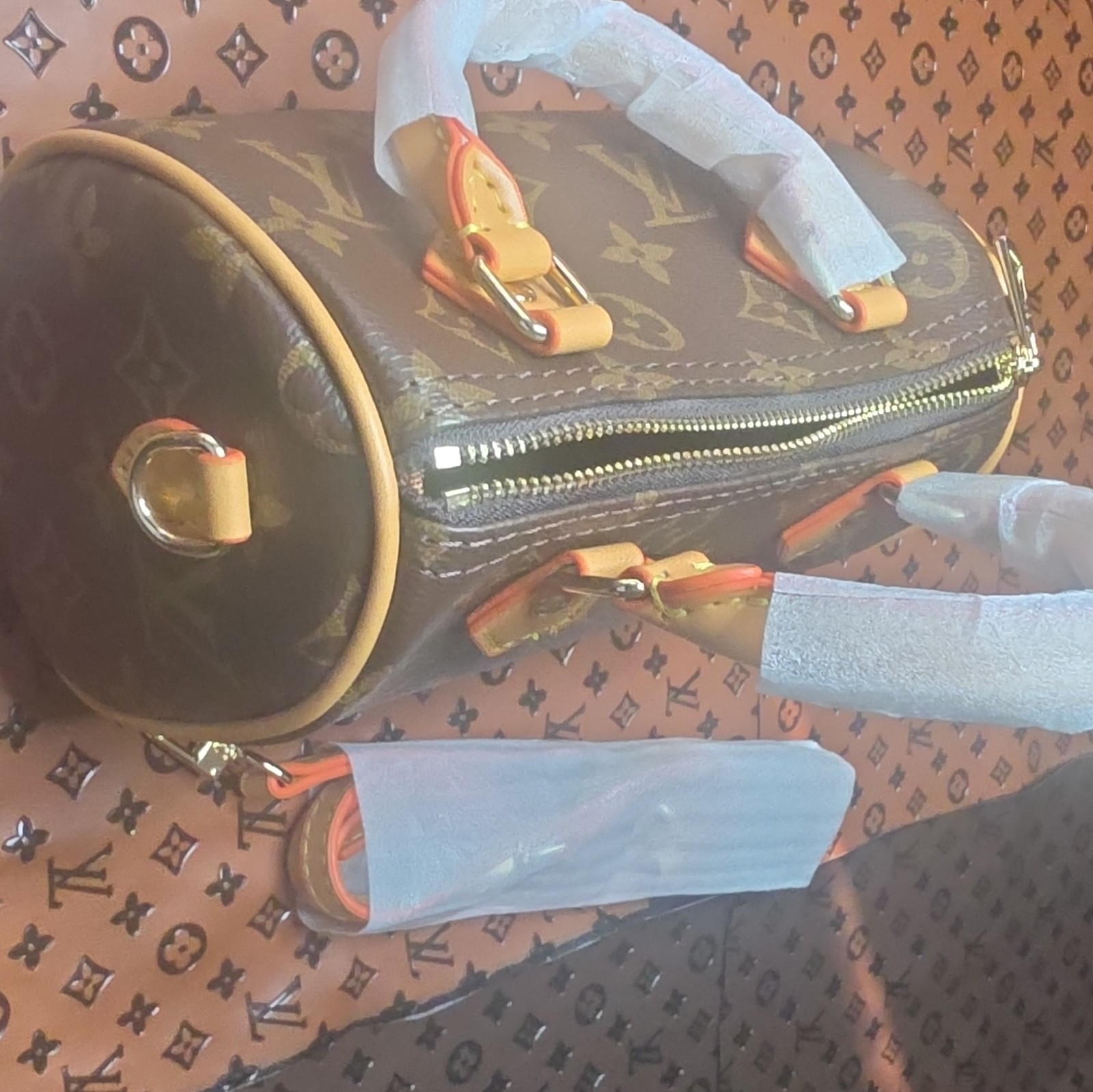 Louis Vuitton Monogram Small Brown Top Handle Zip Bag w/ Detachable Strap