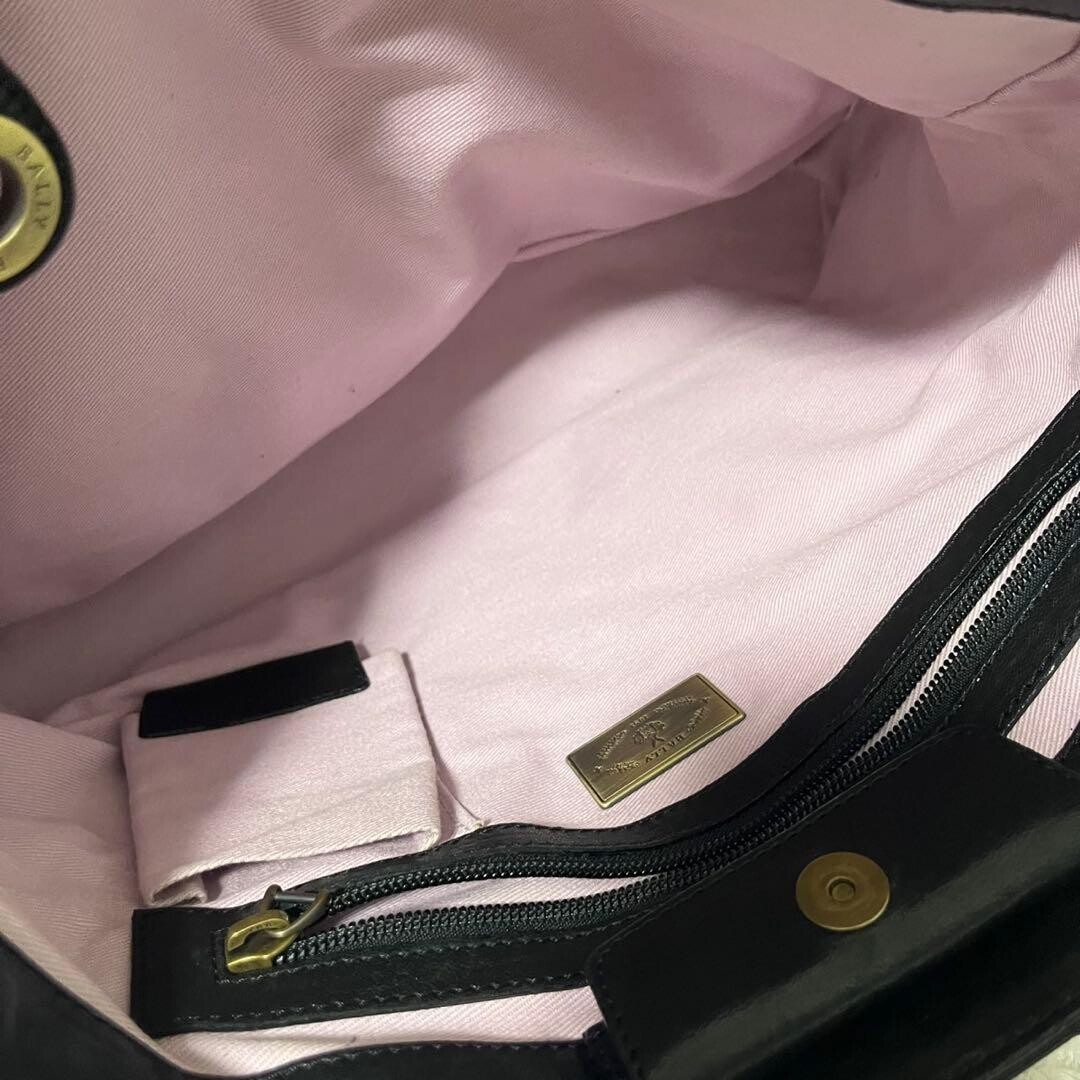 Bally Quilted Leather Tote Bag Black Pink Lining Y2K Archive A4 Shoulder Bag