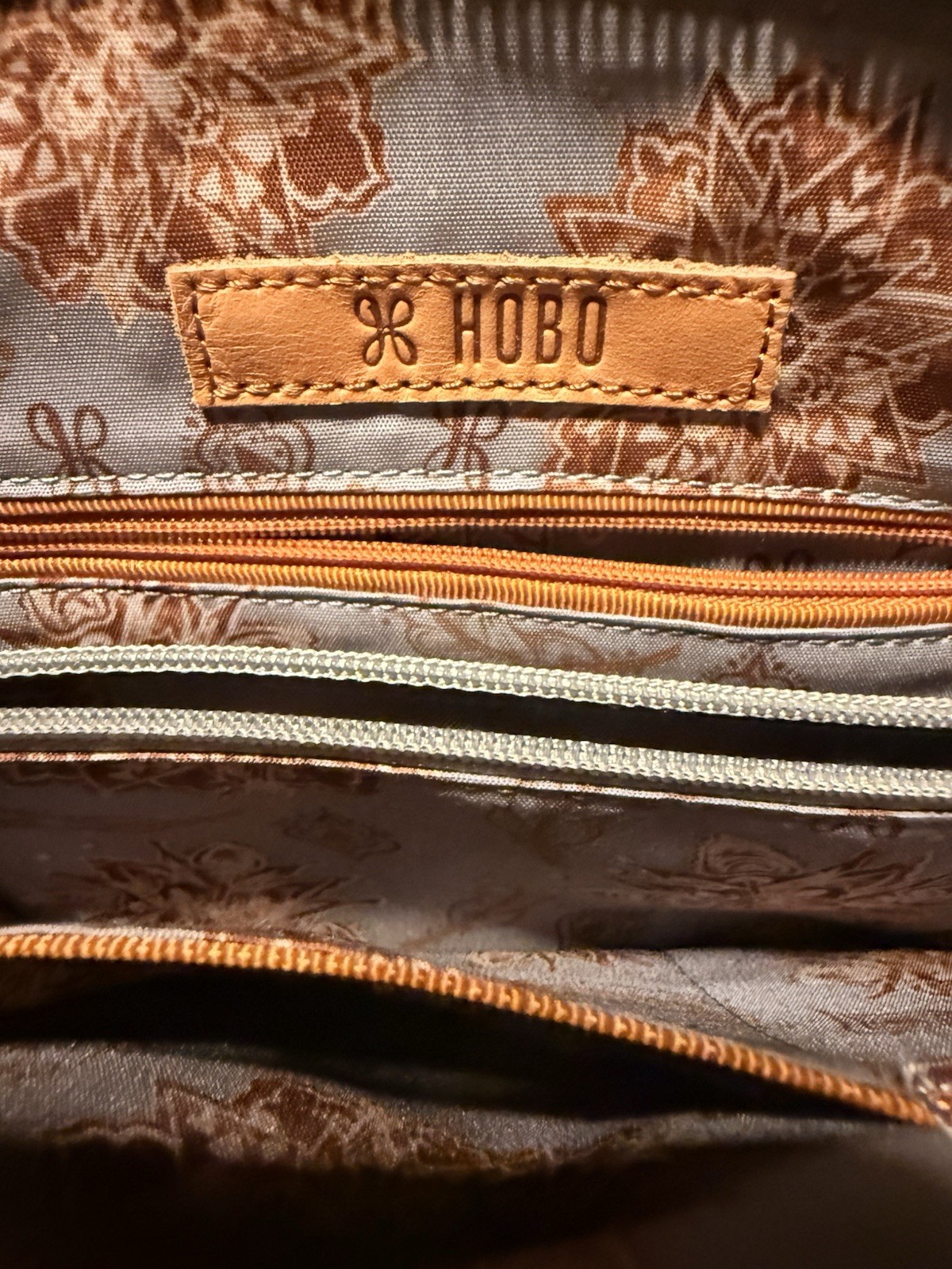 HOBO Small teal Shoulder Bag Floral Lining Zip, Detachable Strap, Pockets