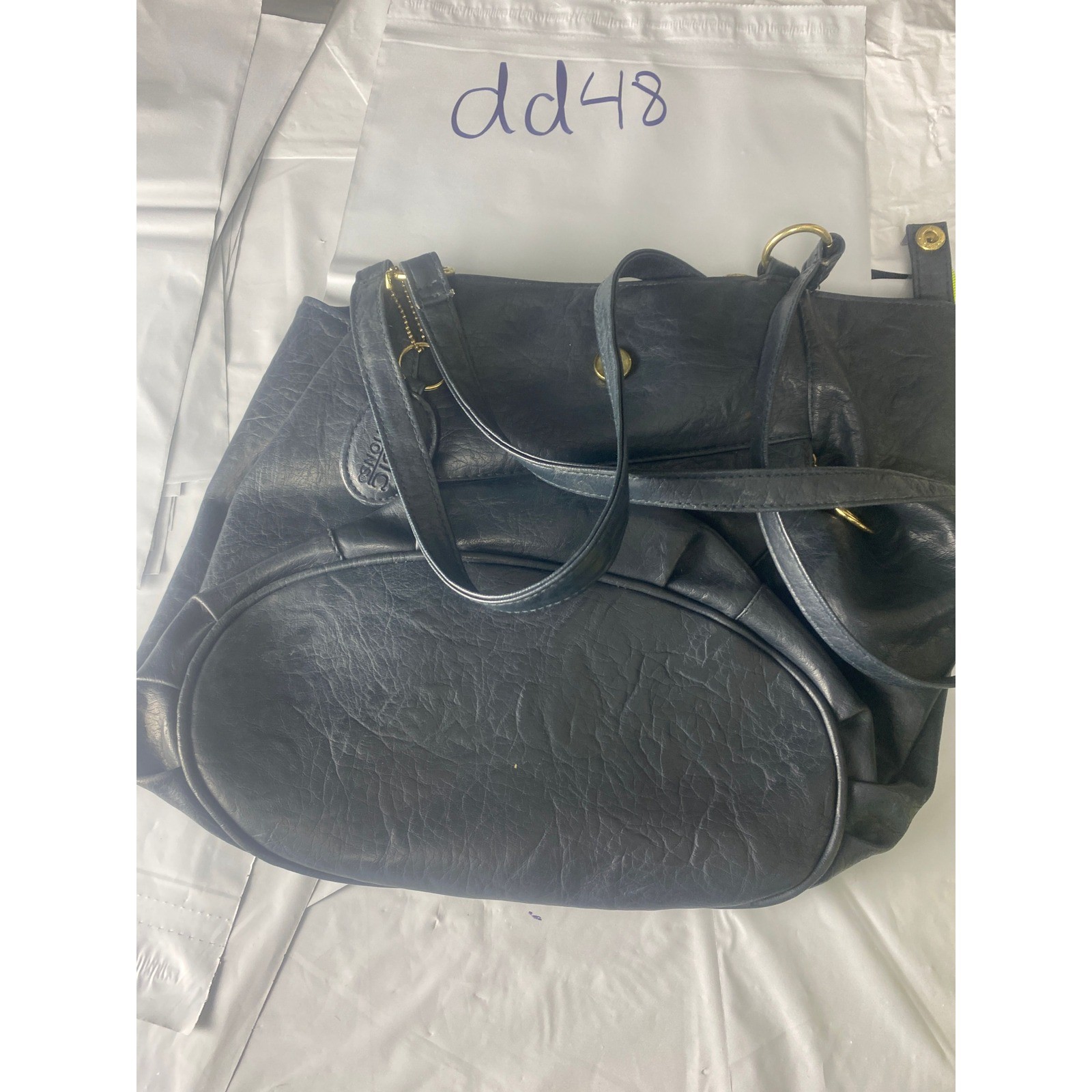 Basic Editions Black Faux Leather Shoulder Bag Large Slouch Hobo Purse