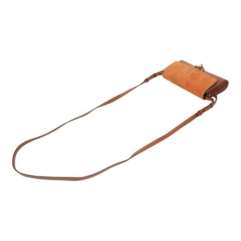 Auth Chloe FAYE Leather Suede Brown Shoulder Crossbody Bag Ring Chain Women’s