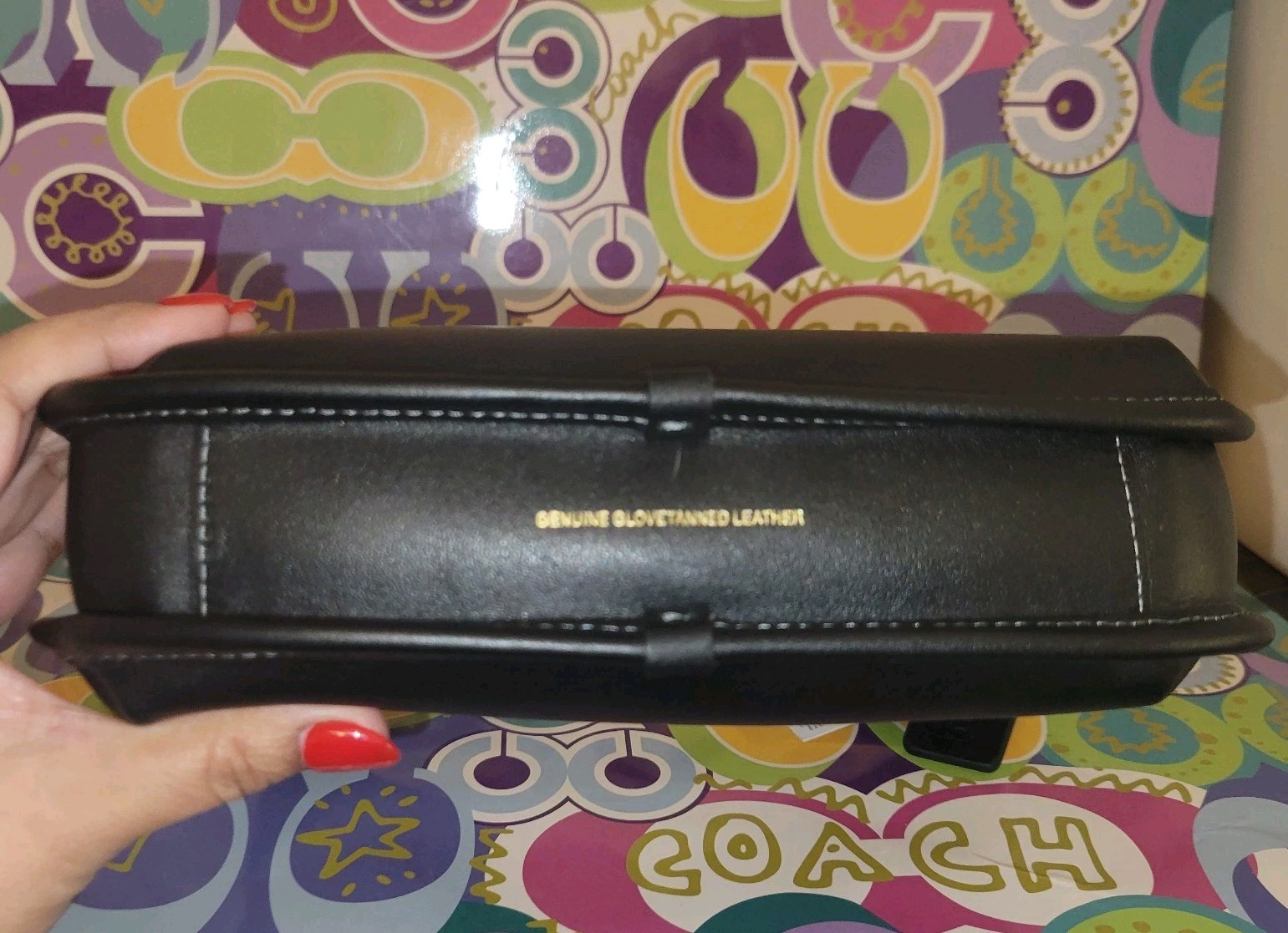 Coach CAF11 Originals Glove Curve Black Leather Zip Bag NWT $295