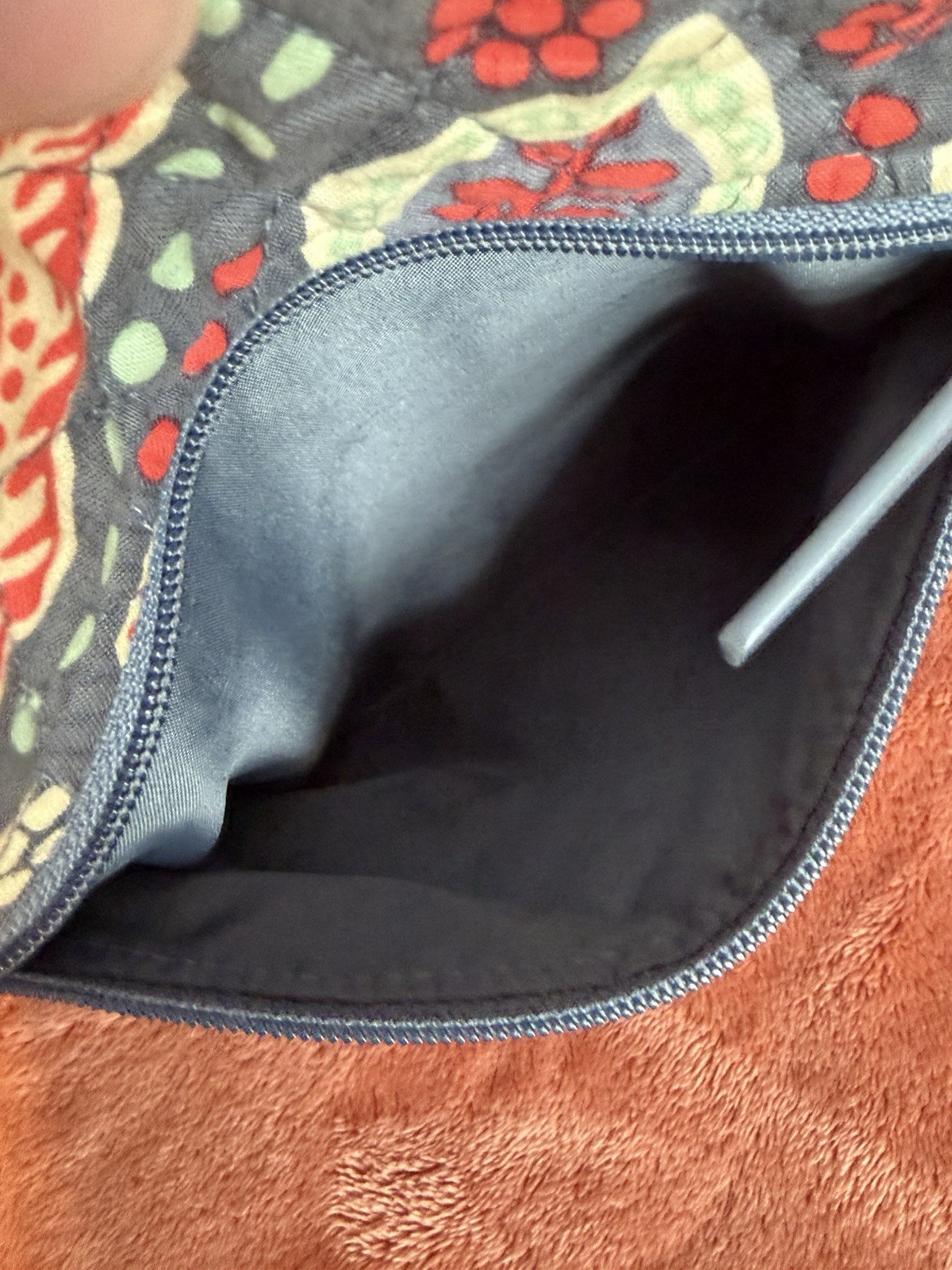 Vera Bradley Iconic Triple Zip Hipster Crossbody Bag Blue Floral