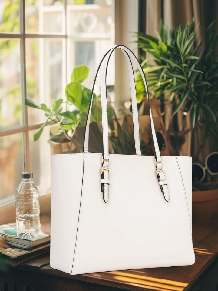 Michael Kors Charlotte Women Large Leather 3 in 1 Tote MK Bag Combo Light Cream