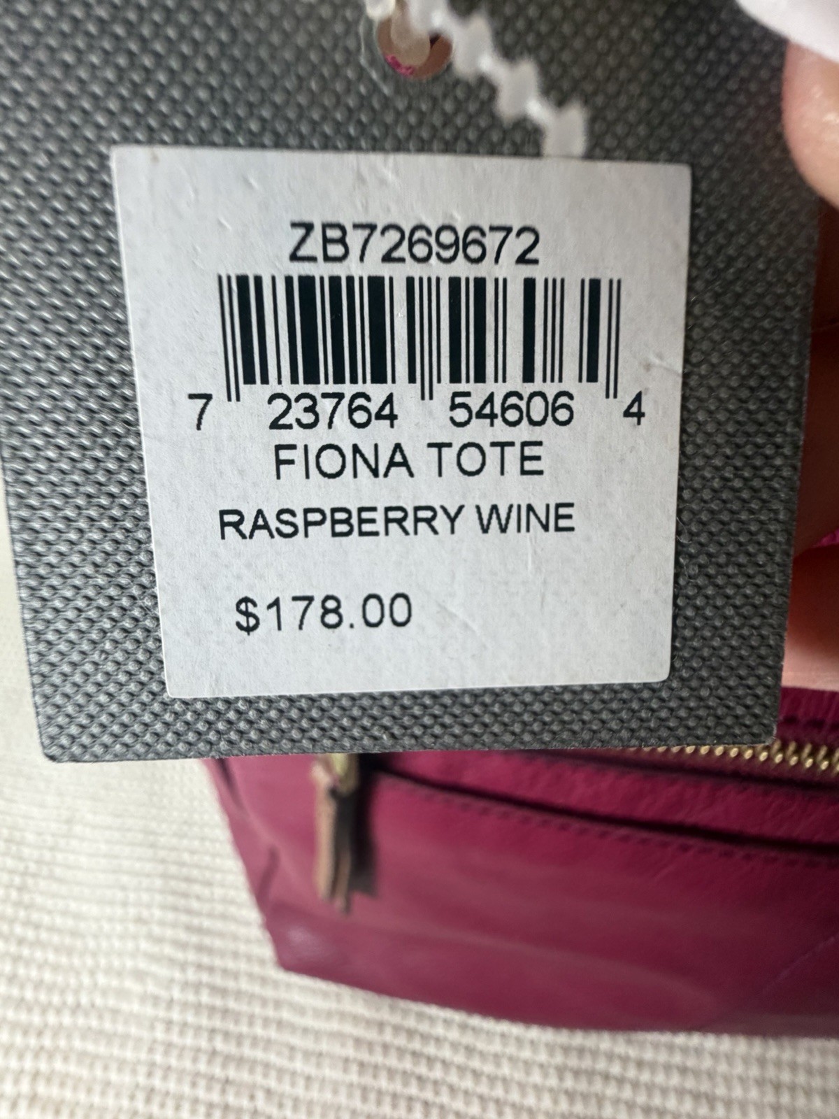Fossil Fiona Tote Raspberry Wine Color NWT