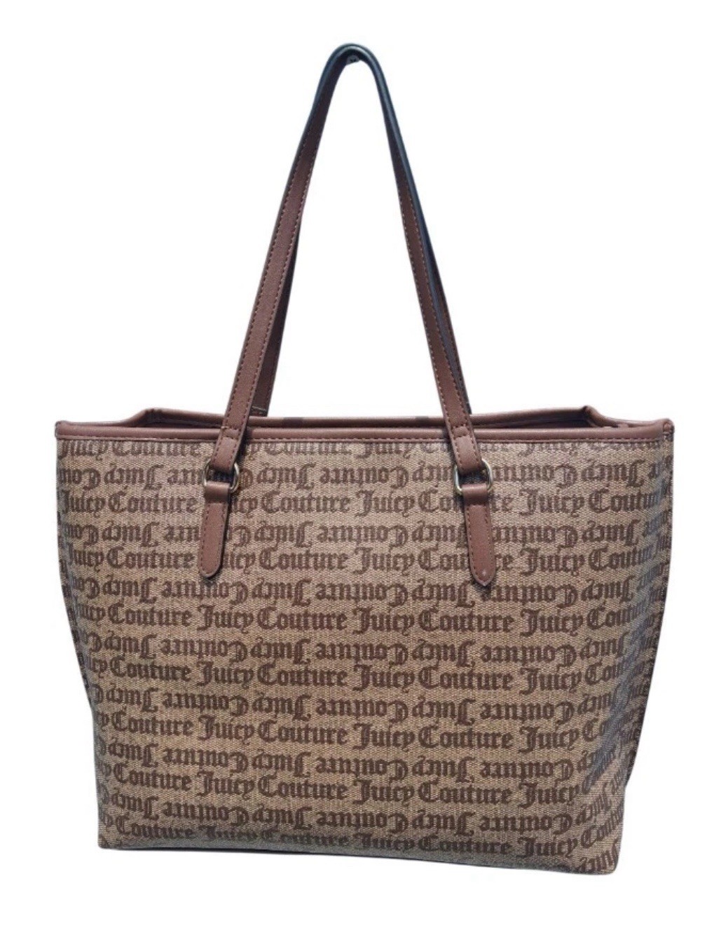 Juicy Couture Brown Logo Tote Bag Lemon Charm Gold Hardware Double Handles