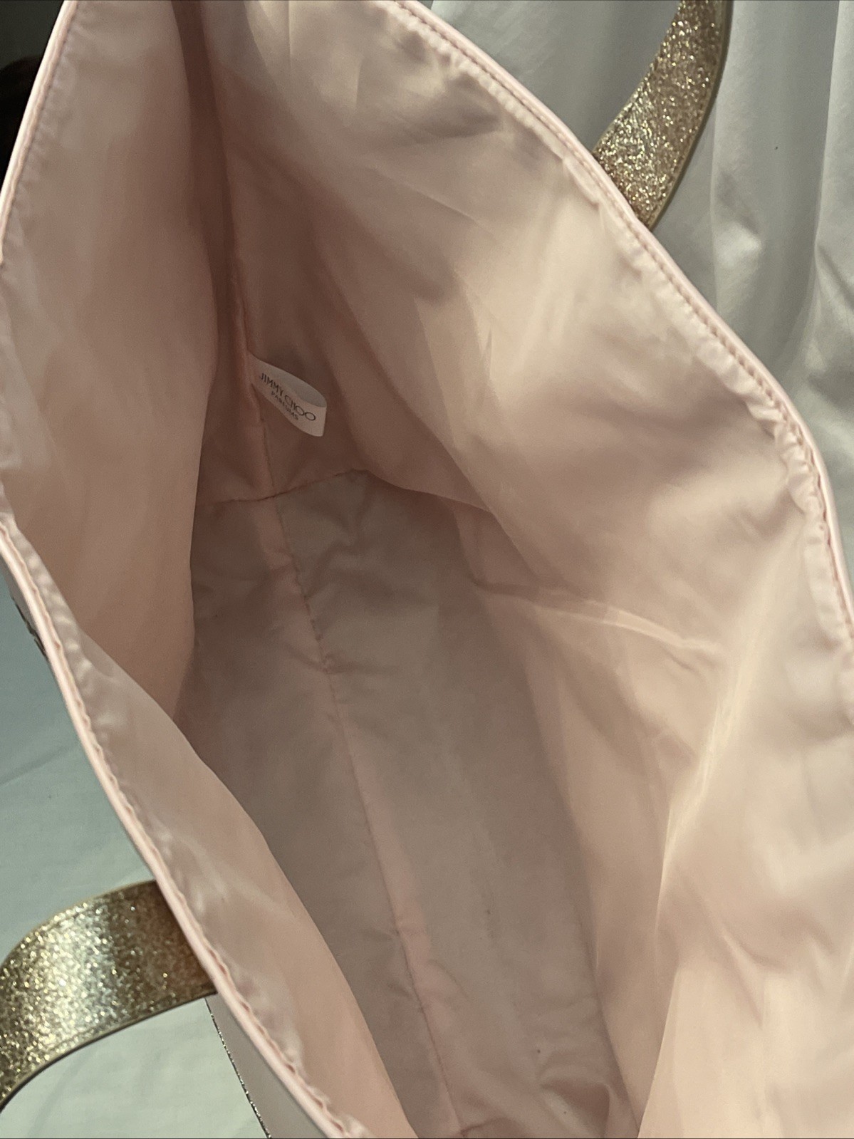 Jimmy Choo Pink Gold Glitter Tote Bag Designer Double Handle!!