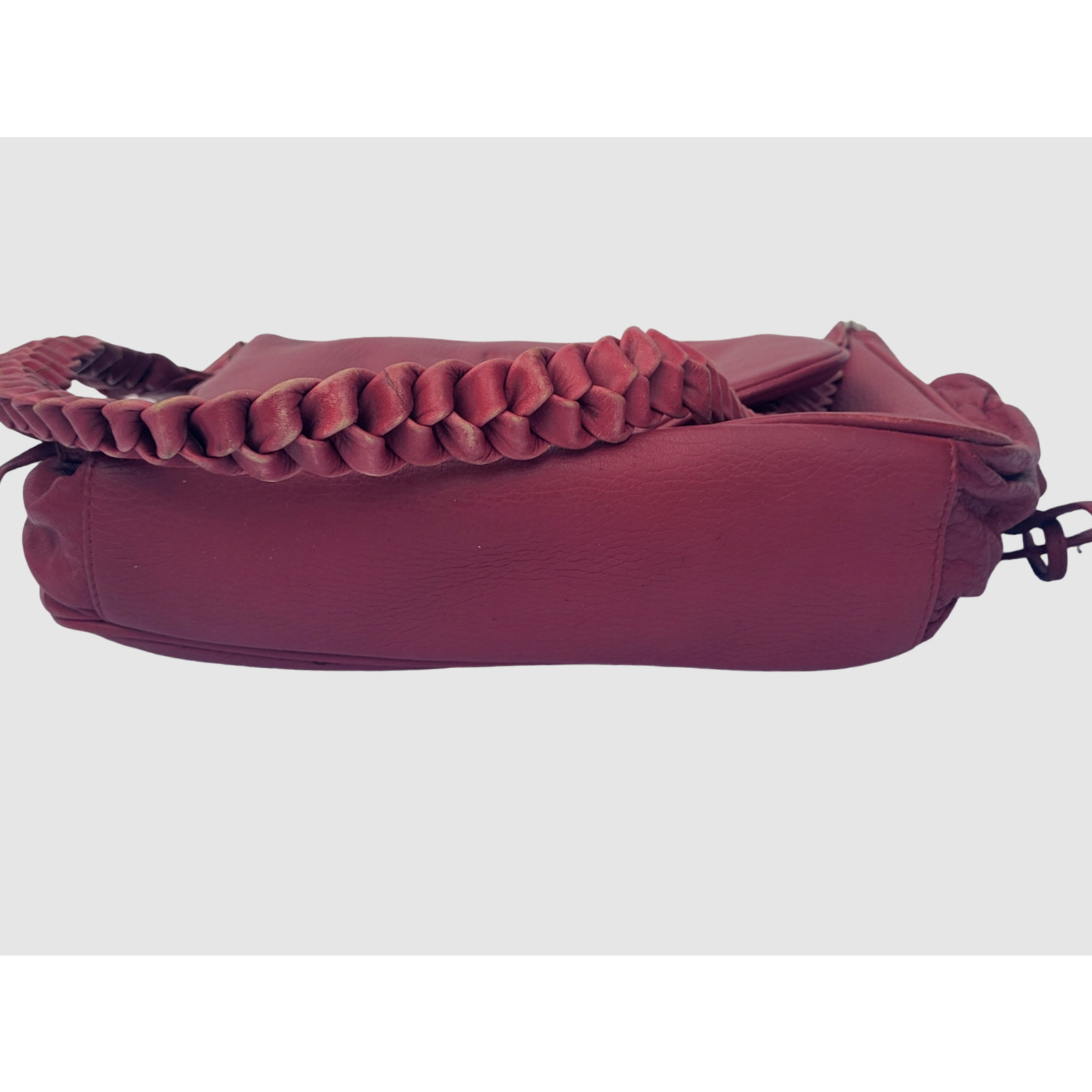 Vintage Bill Blass Ox Blood Red Leather Inner Outer Pockets Shoulder Handbag