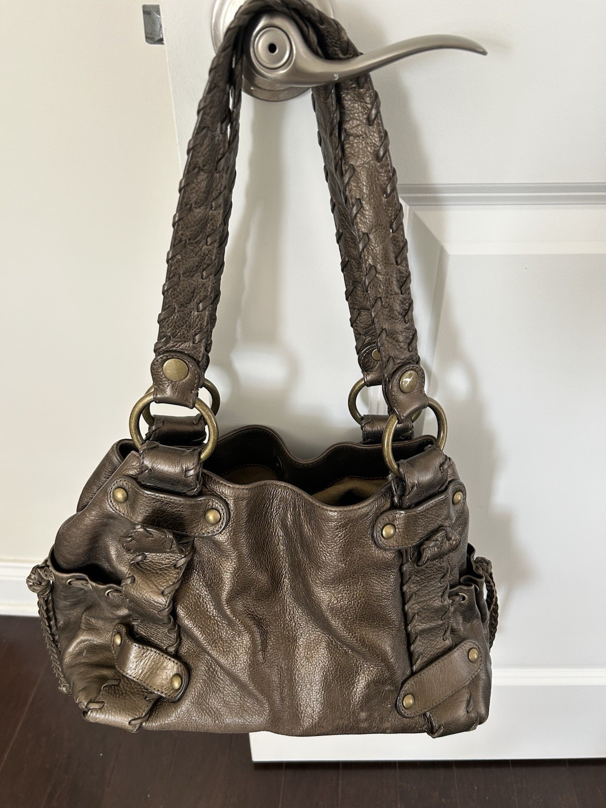 AUTHENTIC KOOBA SIENNA BRONZE LEATHER SHOULDER BAG TOTE SATCHEL WHIPSTITCH