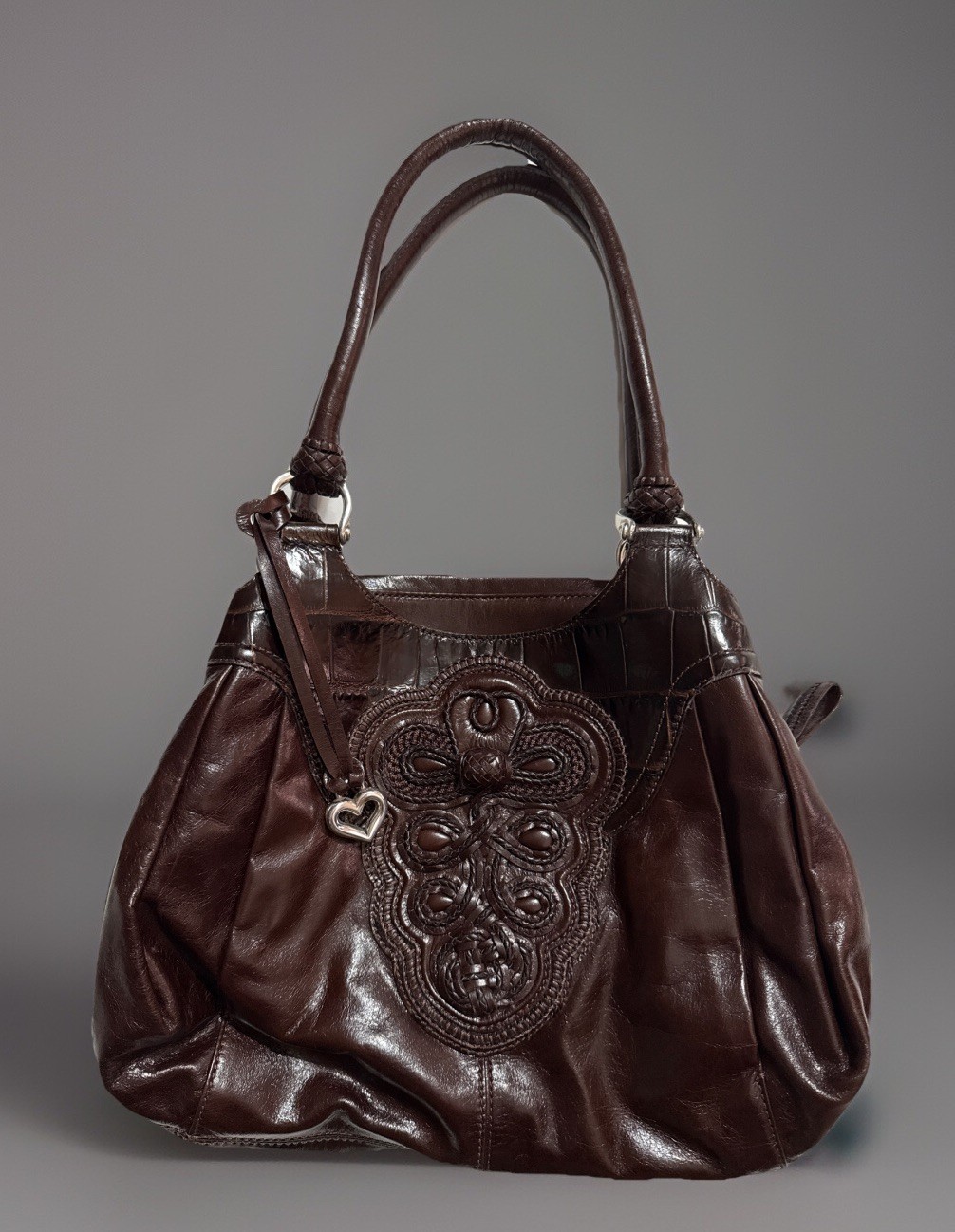 Brighton Katarina 3D Leather Masterpiece Collection Shoulder Handbag Purse Brown