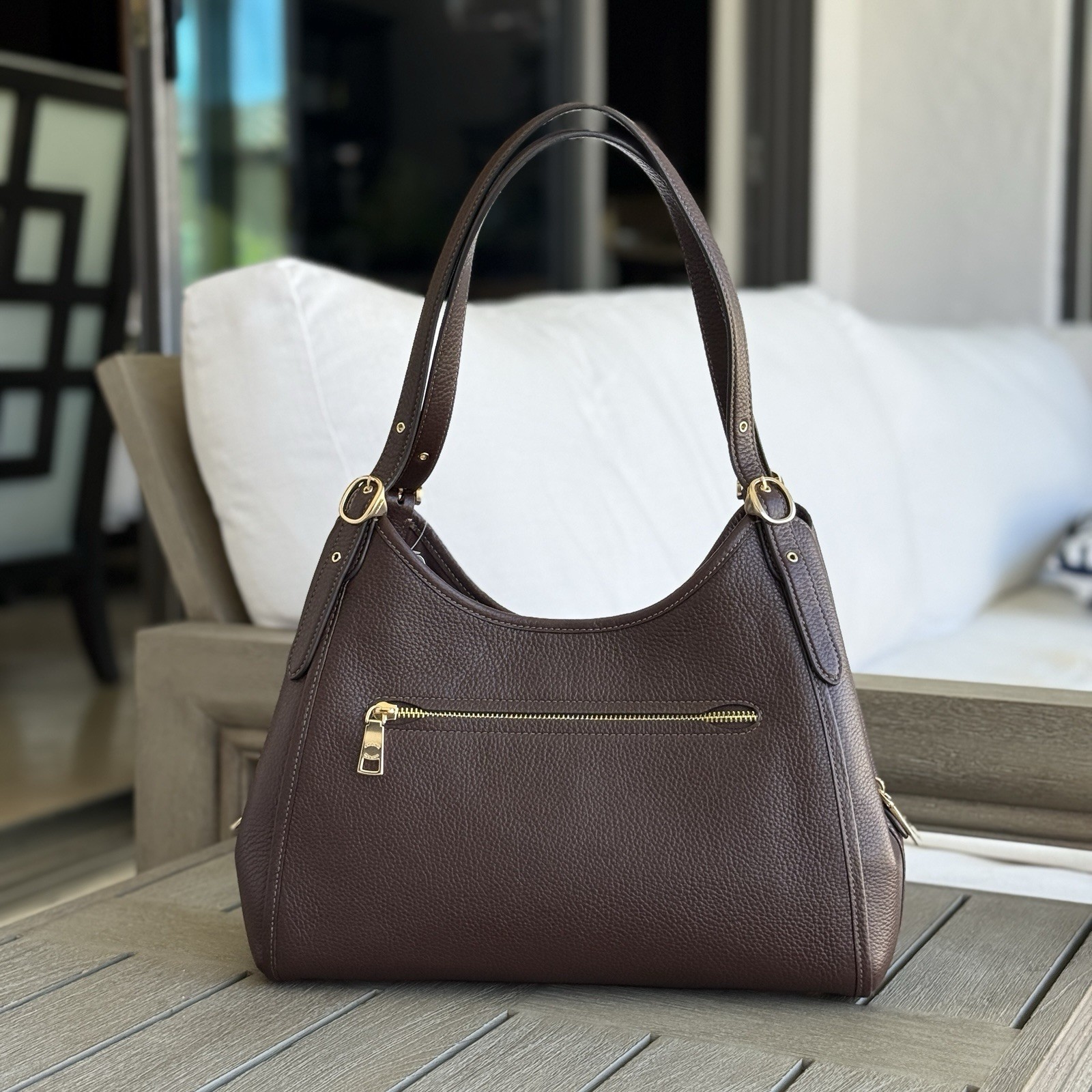 Coach Erin Shoulder Bag Refined pebble Leather CAQ86 Gold/Maple NWT