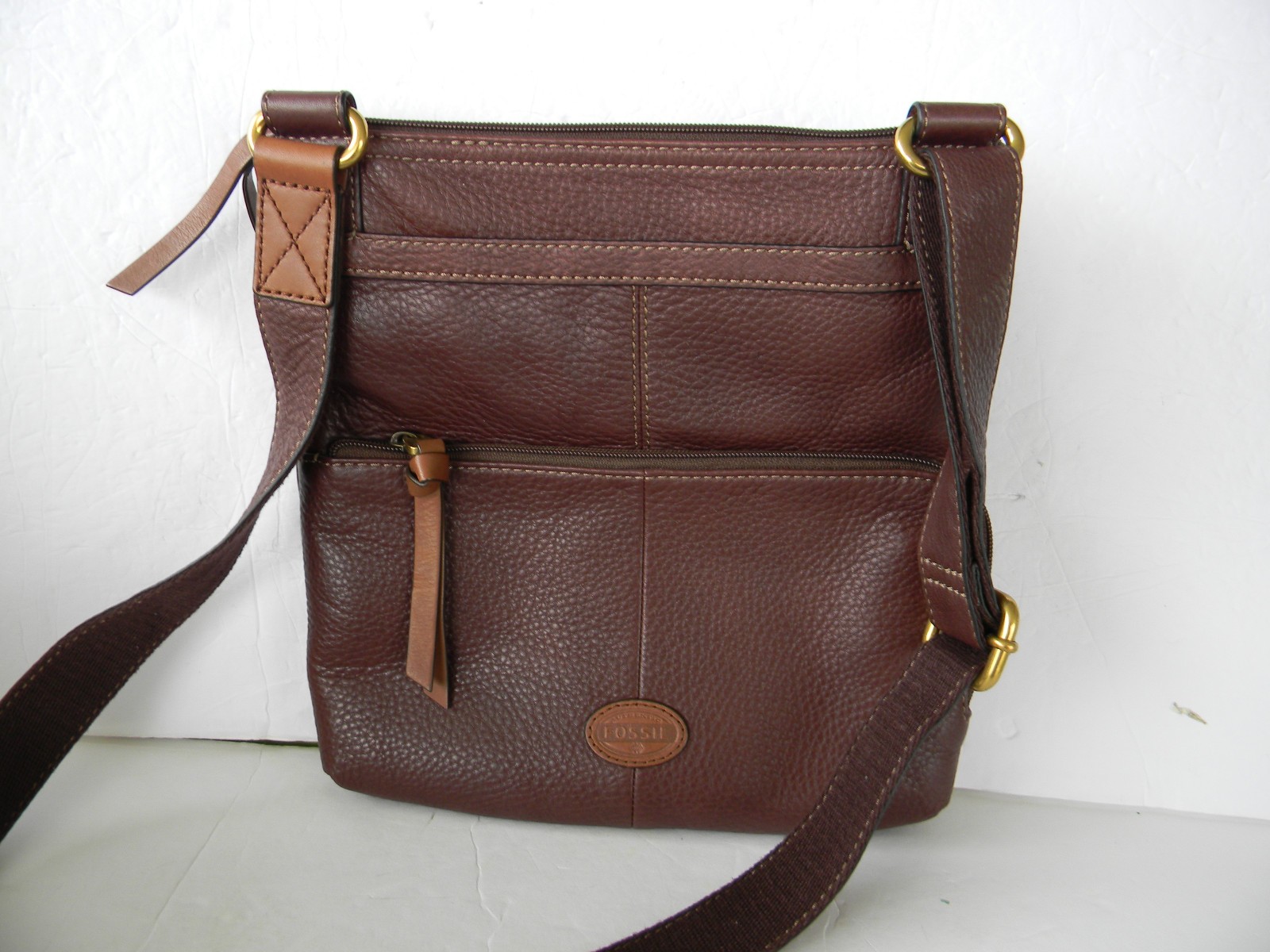EUC Fossil Morgan Traveler Brown Soft Pebble Leather Crossbody Bag Purse