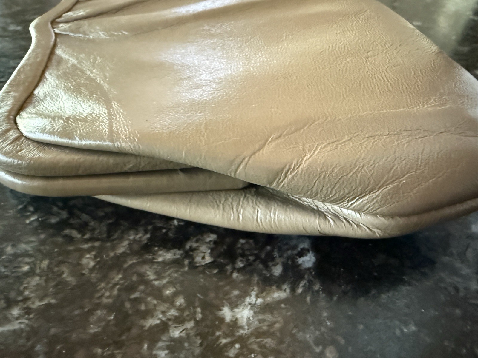Vintage Taupe Leather Handbag Beige Convertible Clutch