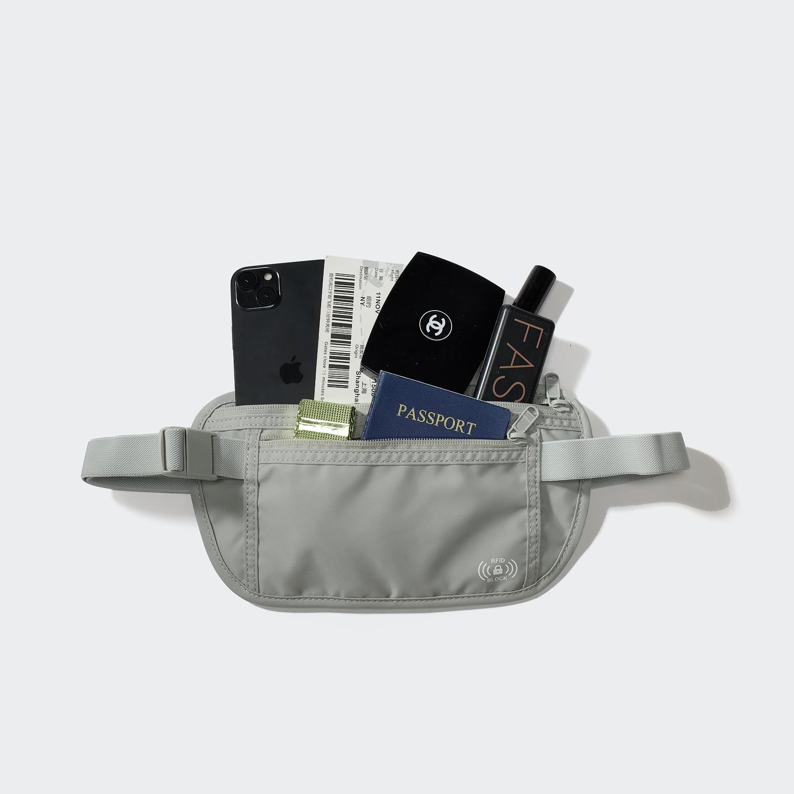 RFID Blocking Travel Money Belt – Hidden Waist Pouch for Passport Cash Cards …