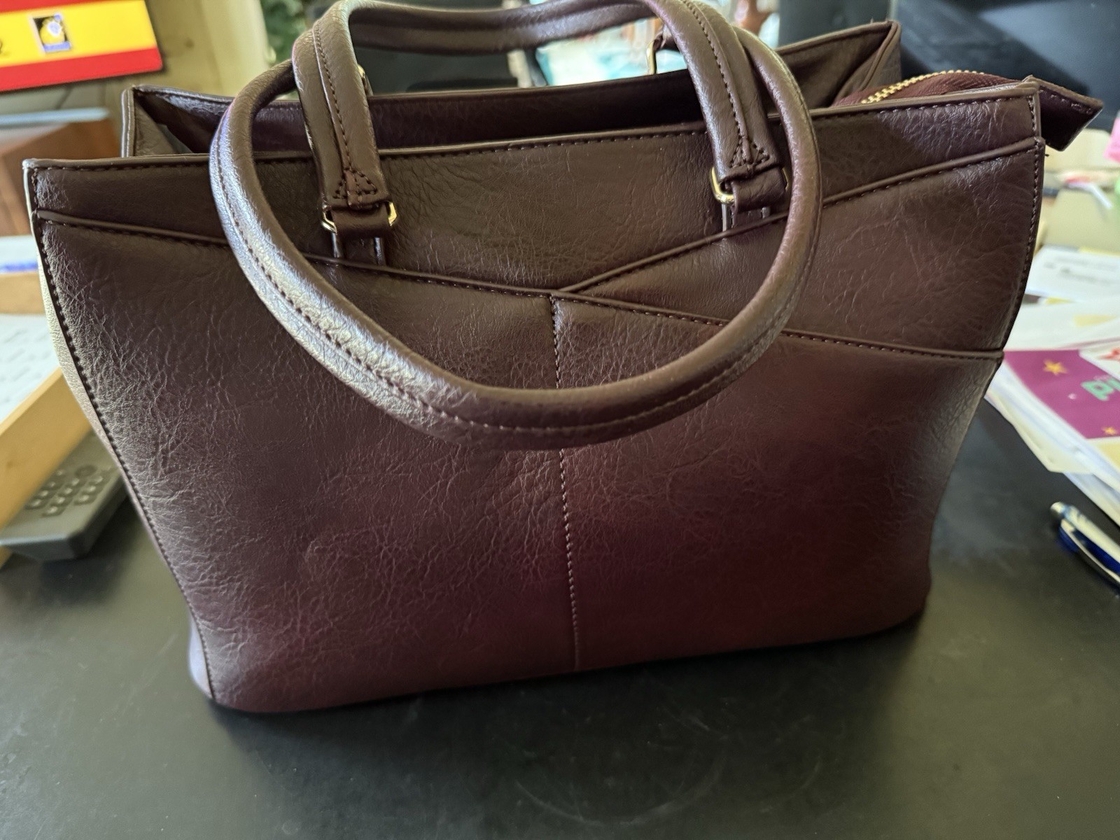 NWOT Faux Leather Burgundy handbag