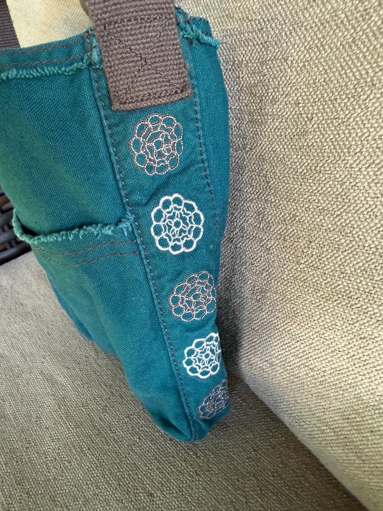 Thirty-One 31 Retro Metro Crossbody Purse Bag – Teal with White Flower Embroider