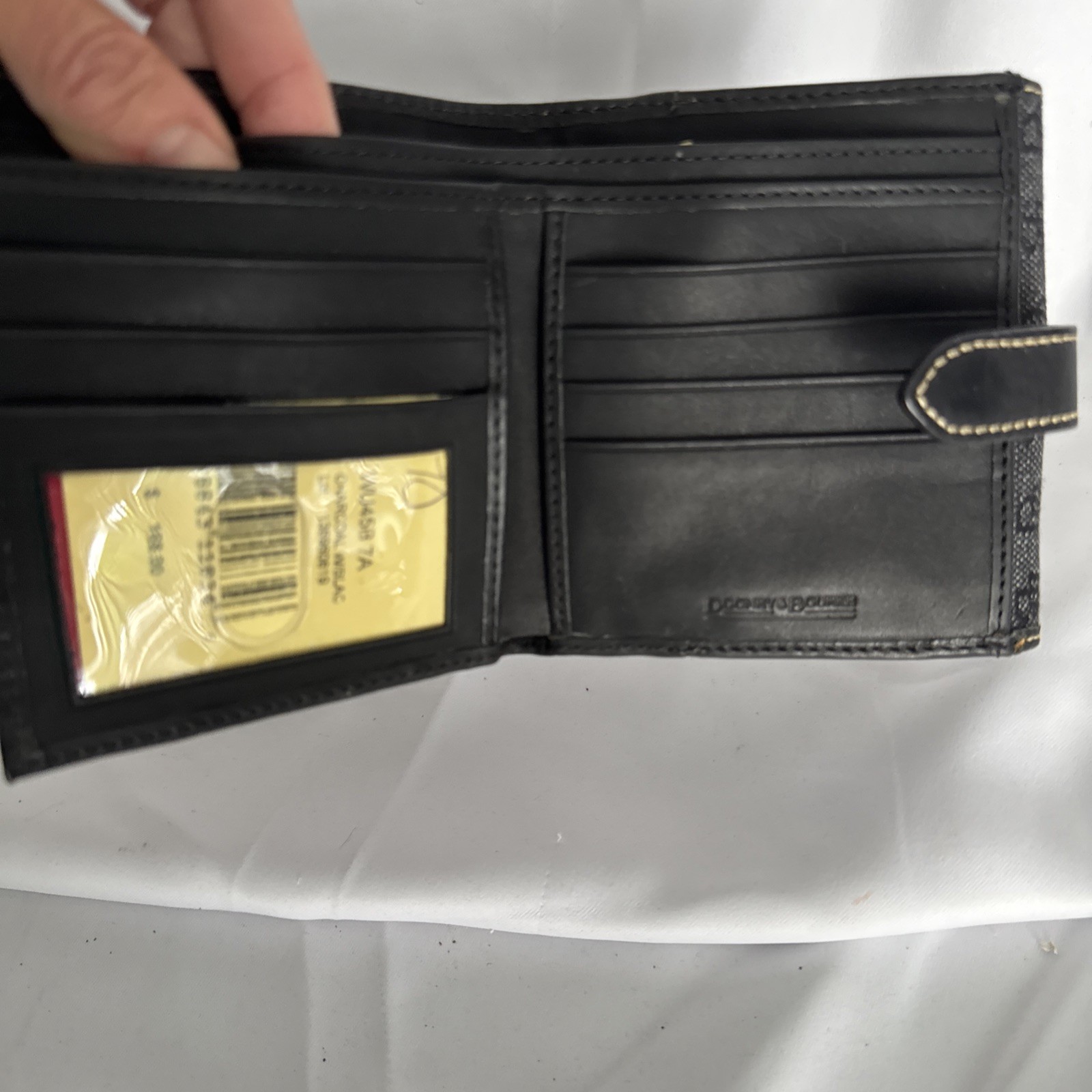 Dooney & Bourke Signature Black Gray DB Wallet Coin Card Zipper Case 4.5×5” Key