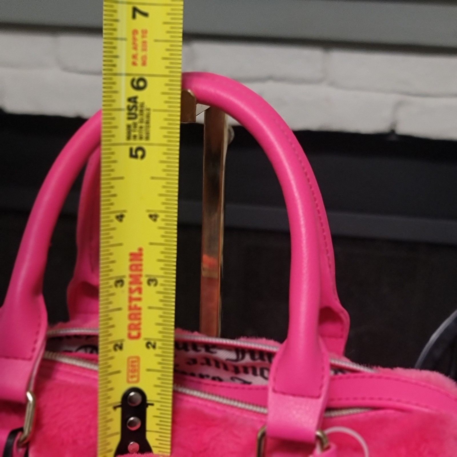 Juicy Couture Free Love Satchel Hot Pink Faux Fur Adjustable Crossbody Strap