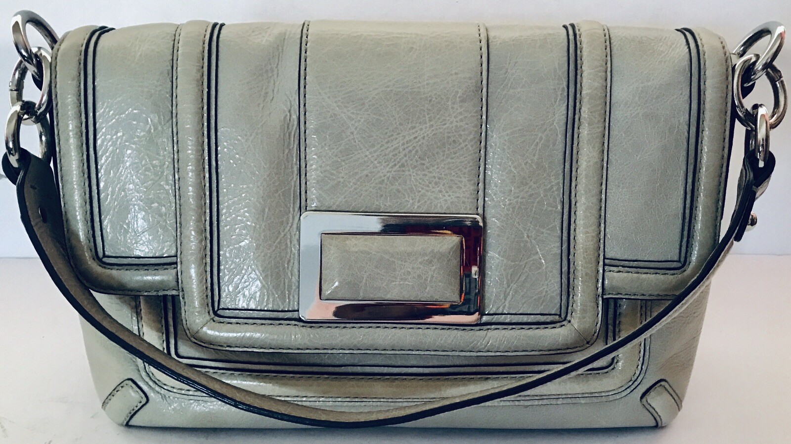 Banana Republic Grey Crinkle Leather Shoulder Bag “Pls Check Last Picture As Is