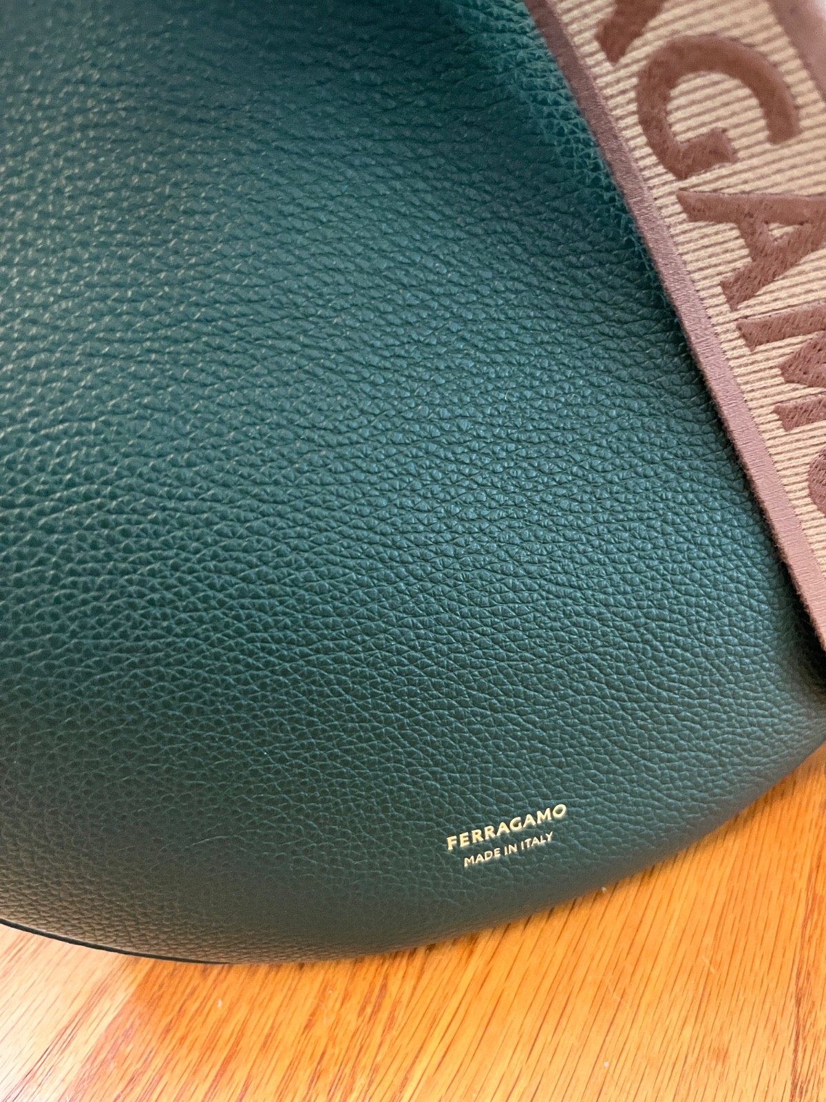Ferragamo Grain Leather Hobo Bag Dark Green w Dust Bag $2200+ NEW SOLD OUT COLOR