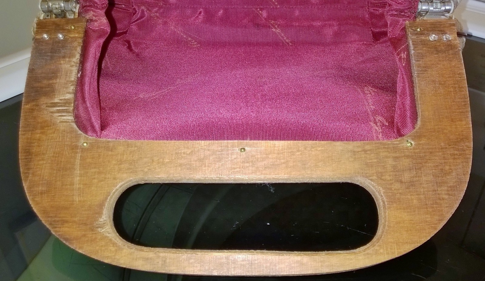 Vintage 60s 70s ETIENNE AIGNER Linen Leather Handbag Clutch Bag Wood Top Handle