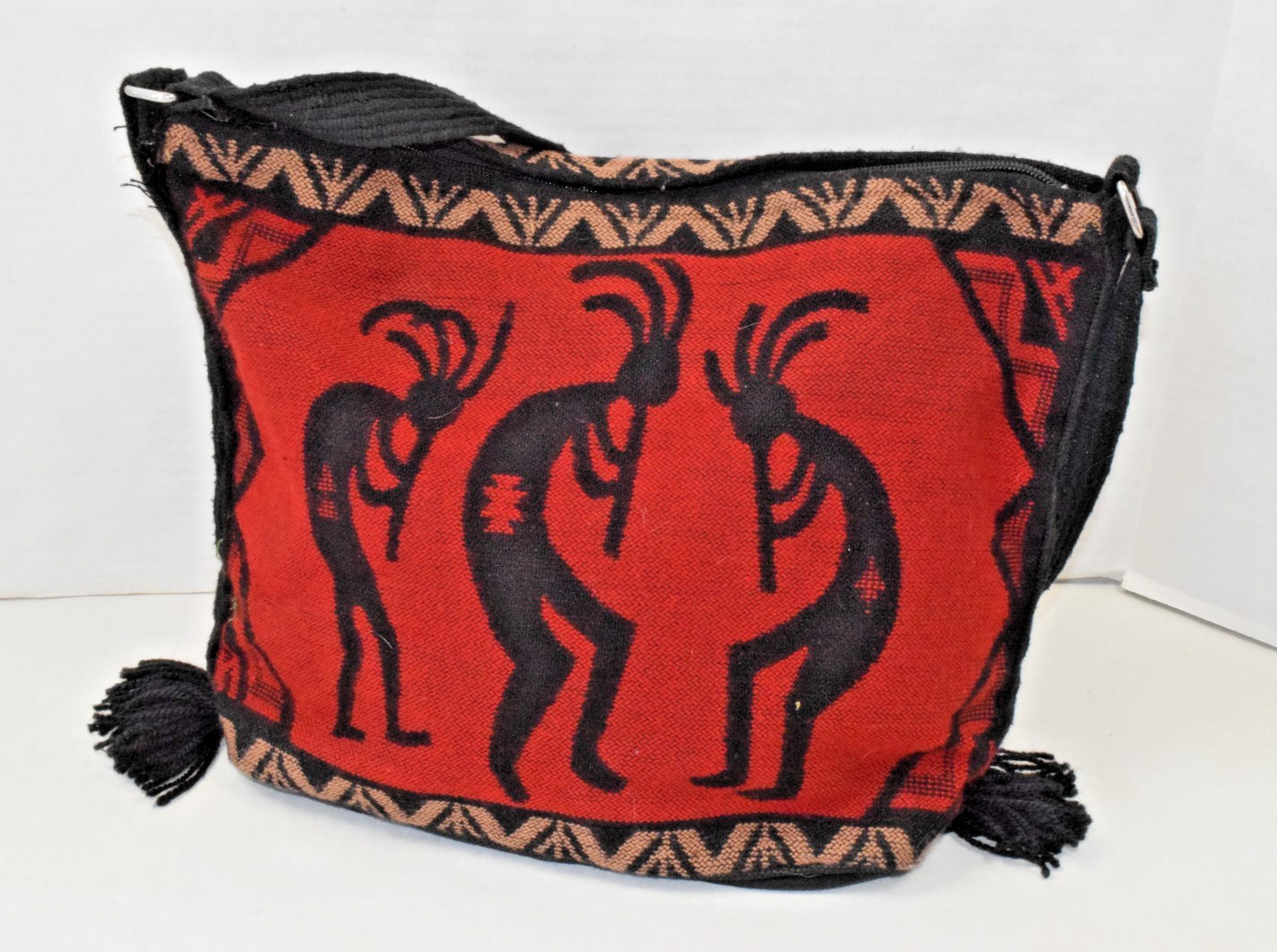 Southwestern Tote Bag El Paso Saddle Company Red Kokopelli Tapestry 11 x 14 In