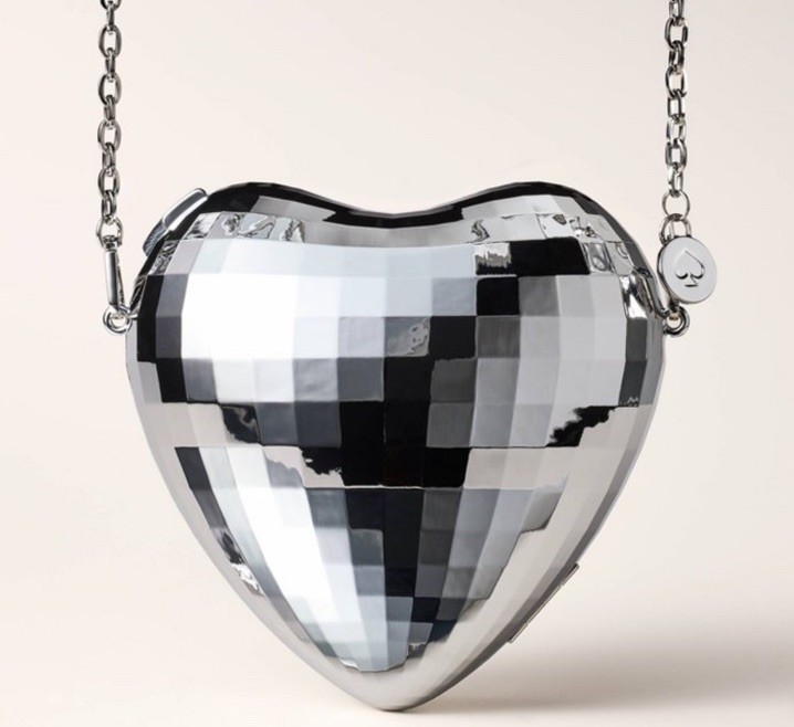 Kate Spade X Target Silver Disco Occasionally Heart Crossbody Bag Purse NWT