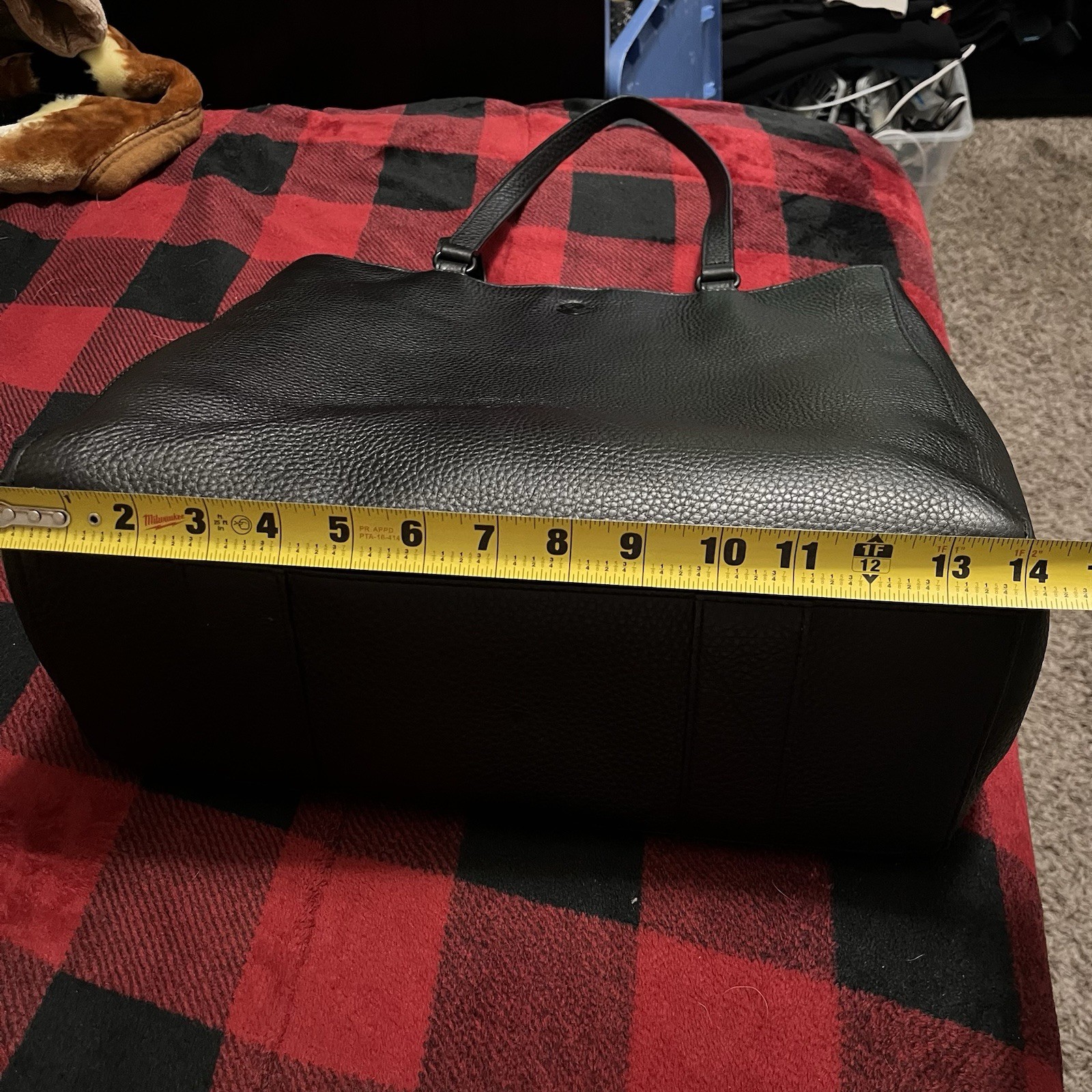 Dagne Dover Allyn Tote Onyx Black Pebbled Leather Laptop Shoulder Bag
