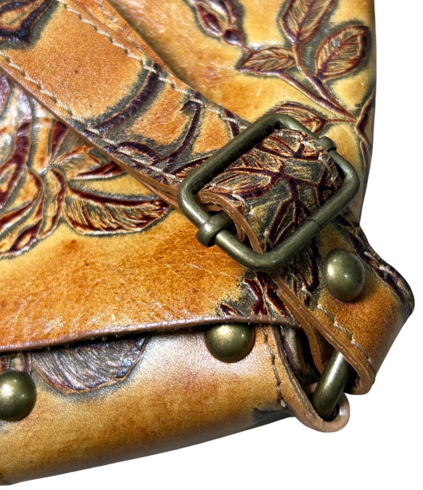 VTG Cuoieria Florentina Tuscan Leather Suede Floral Crossbody Bag Made in Italy