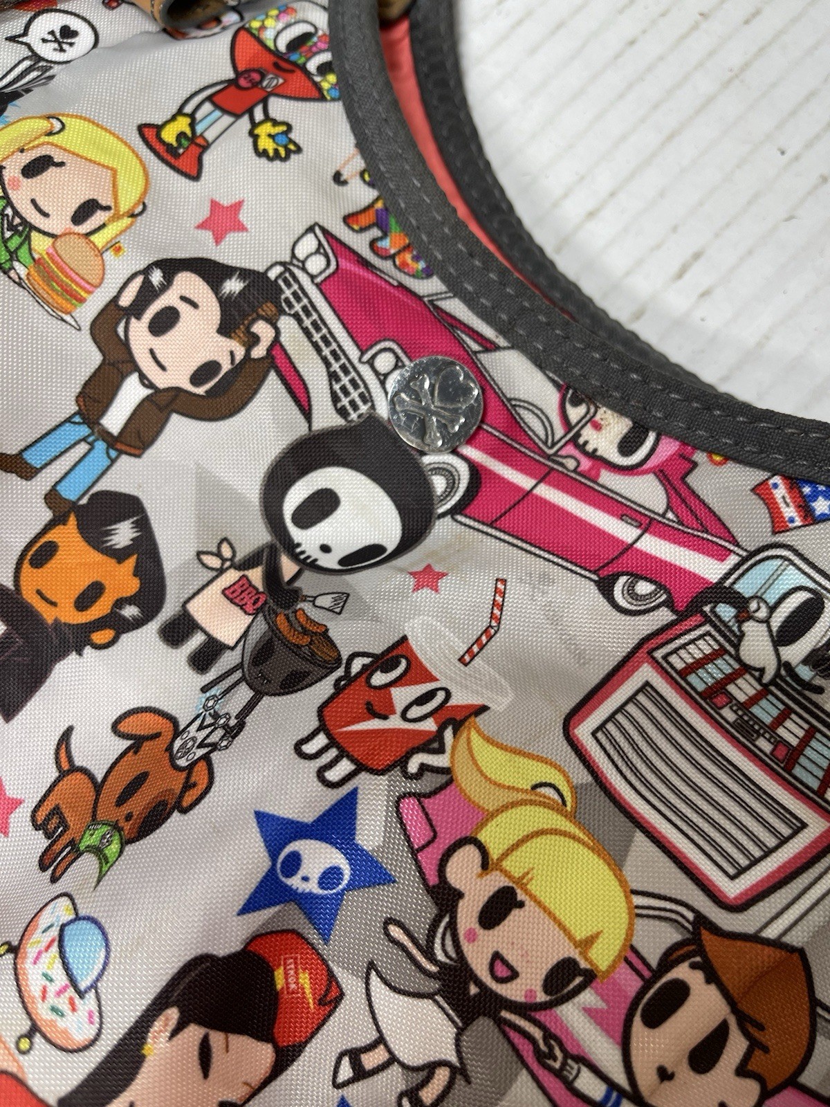 Tokidoki Allover Print Shoulder Bag Tote With Neon Lining