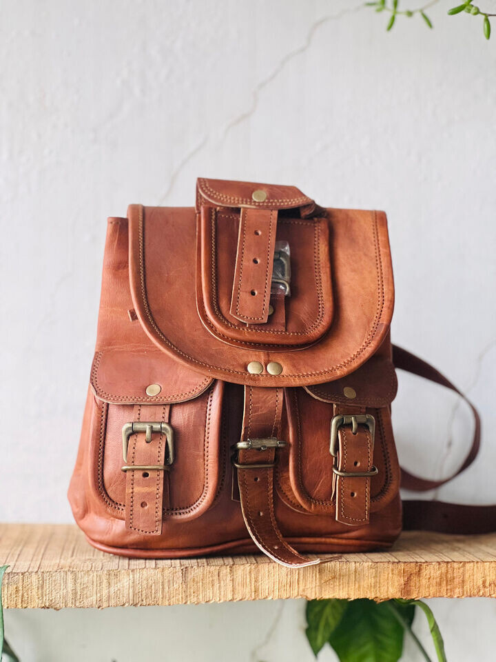 7X9 Inch Genuine Goat Leather Vintage Messenger Ladies Shoulder Hippie Tote Bag