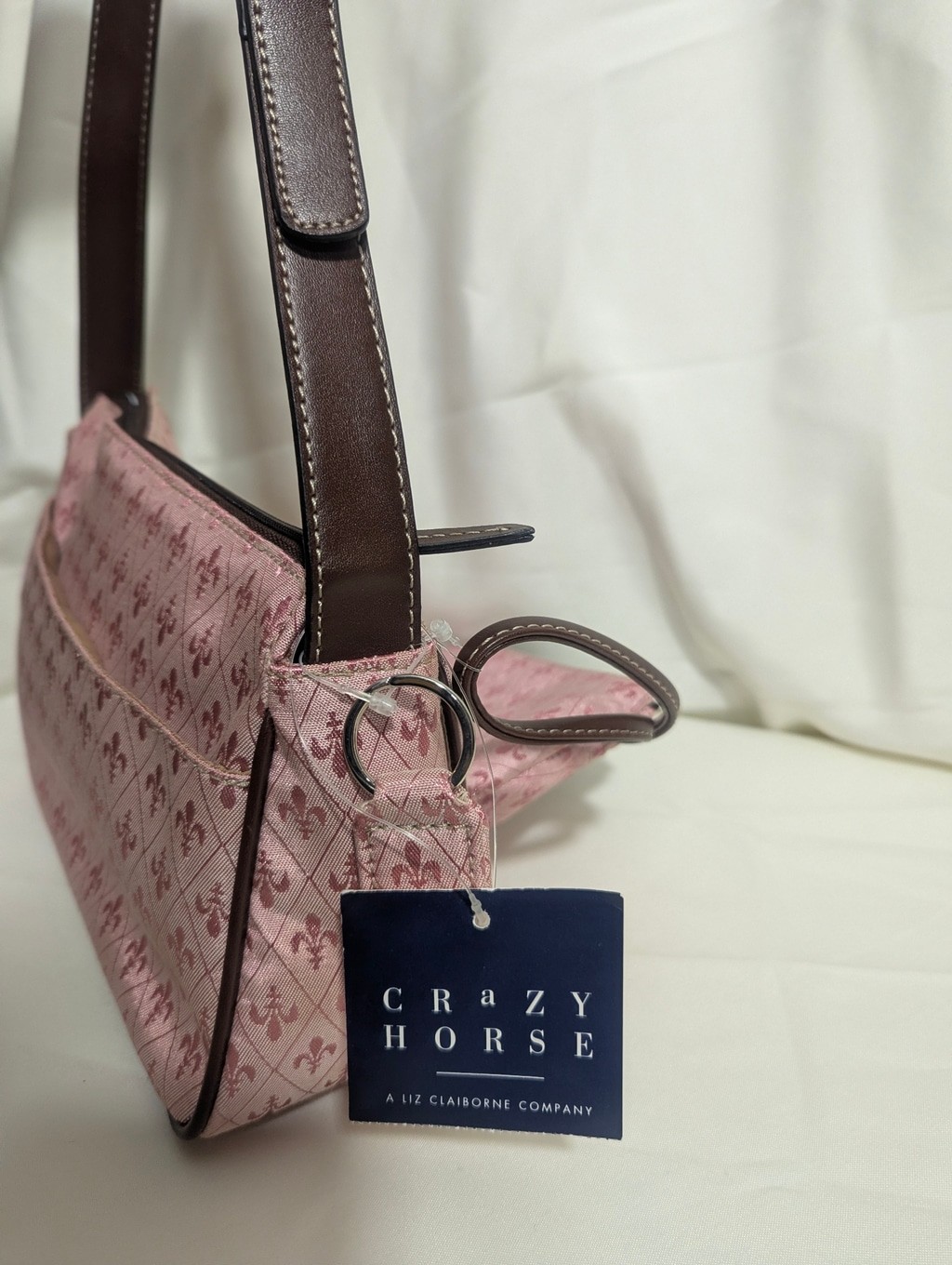 Crazy Horse Liz Claiborne NWT Fleur-de-lis Shoulder Bag Pink & Brown