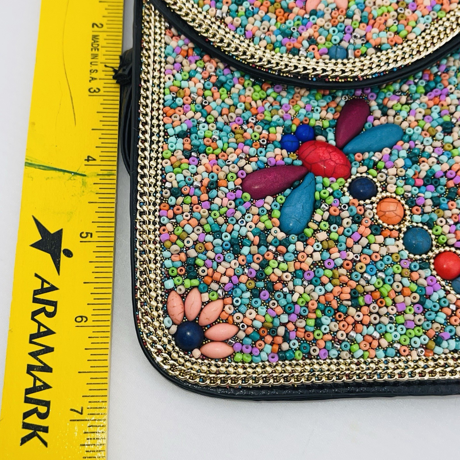 Coco + Carmen Women’s Beaded Dragonfly Pockets Flap Crossbody Bag Purse Floral