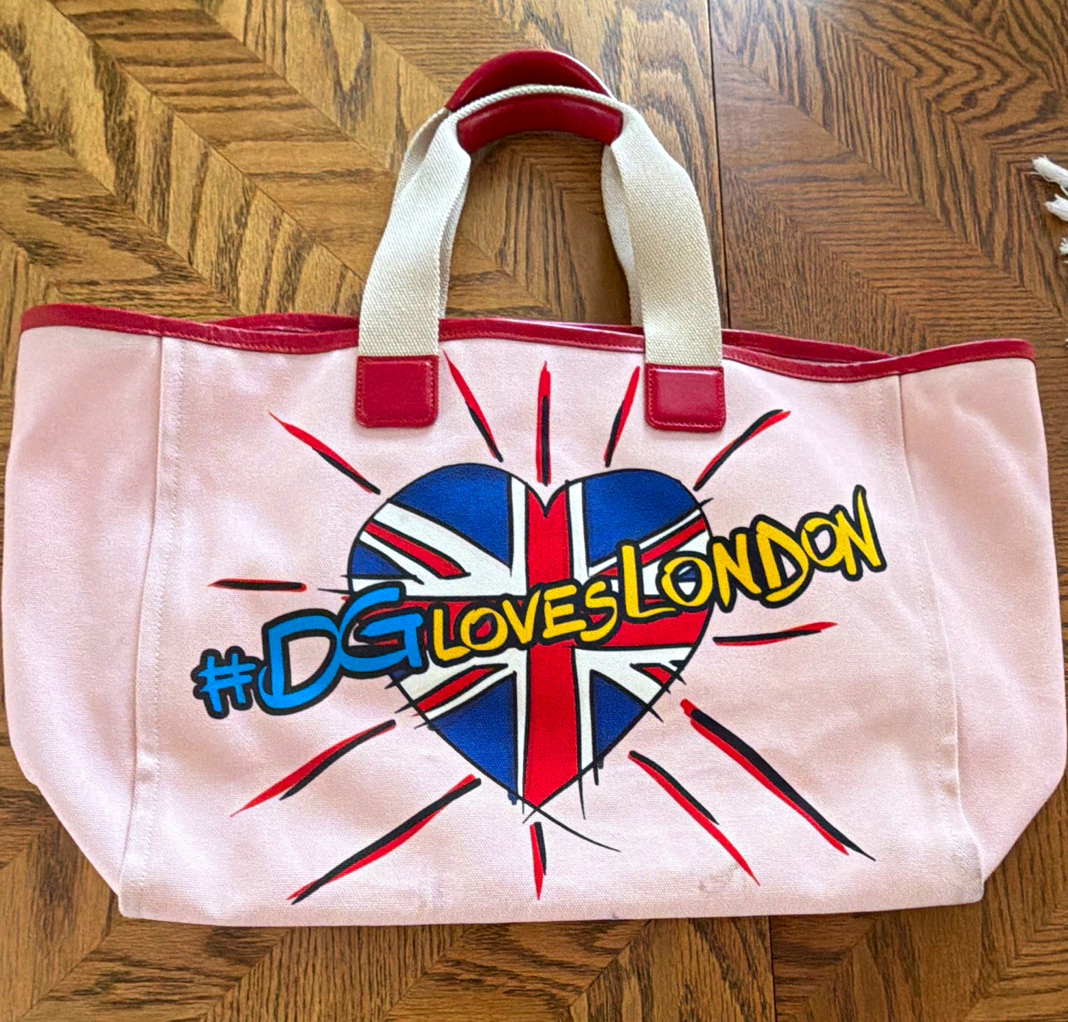 Dolce&Gabbana Pink London Heart Logo Tote Bag Magnetic Lined Pockets