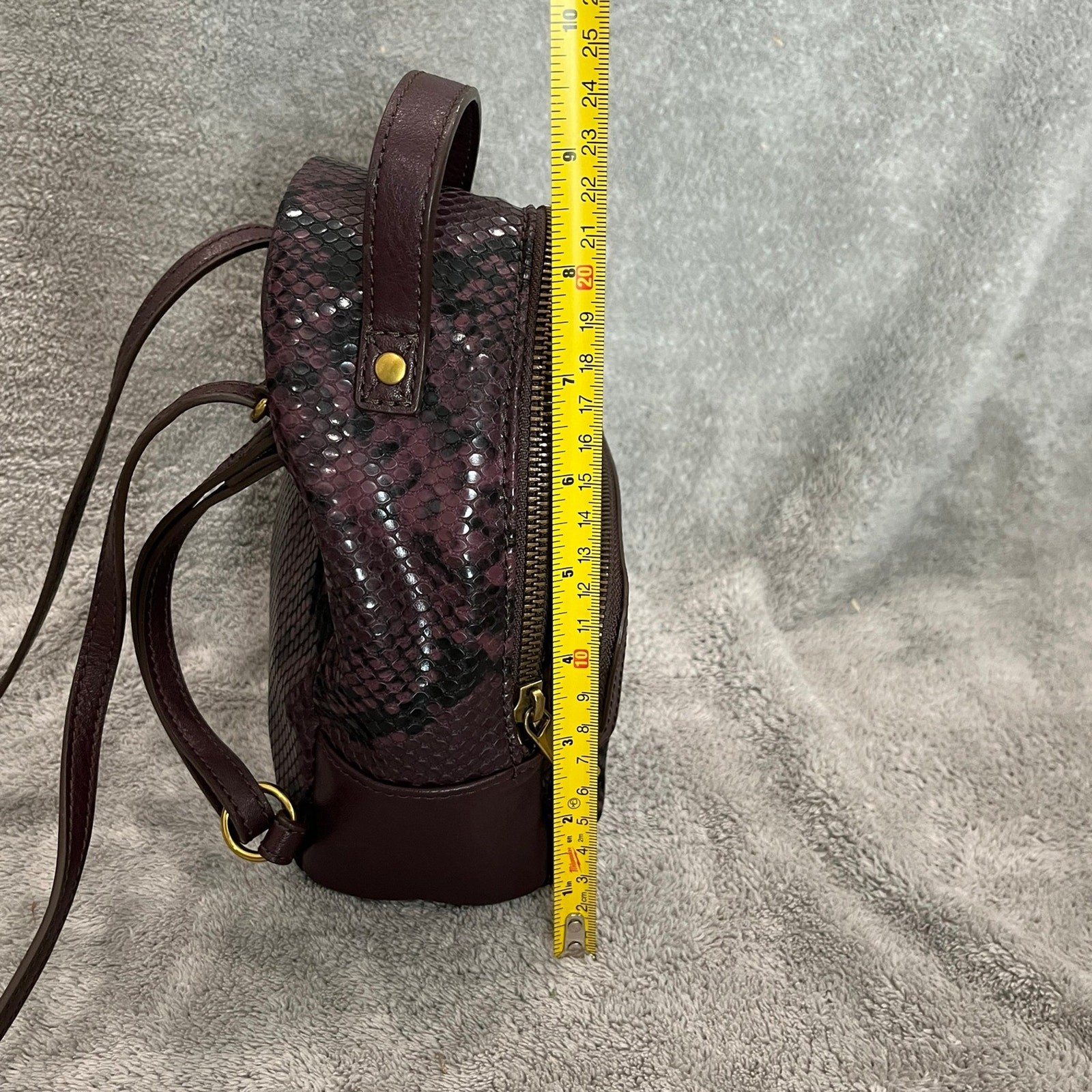 Fossil maisie Fuax Snakeskin mini backpack purse crossbody purple and gold NWOT