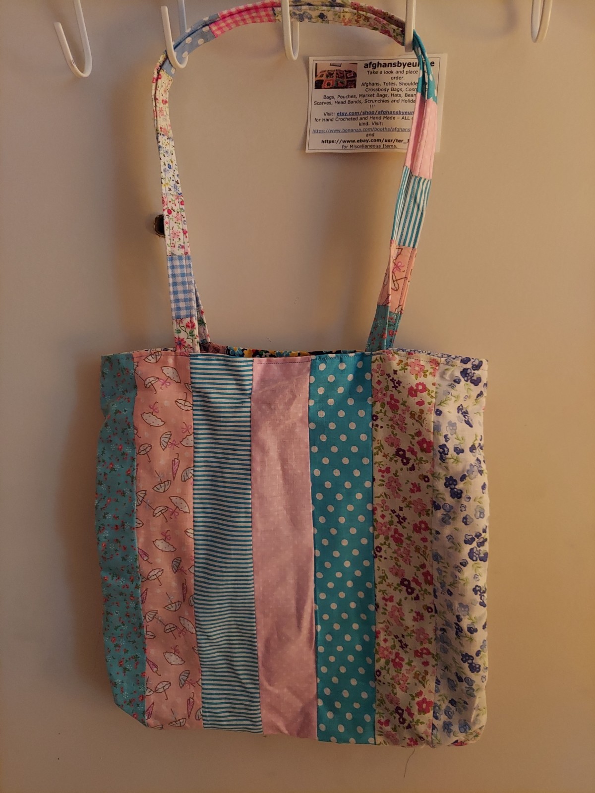 Sally Ann Flowers Tote, handmade by afghansbyeunice, 13×13 inches