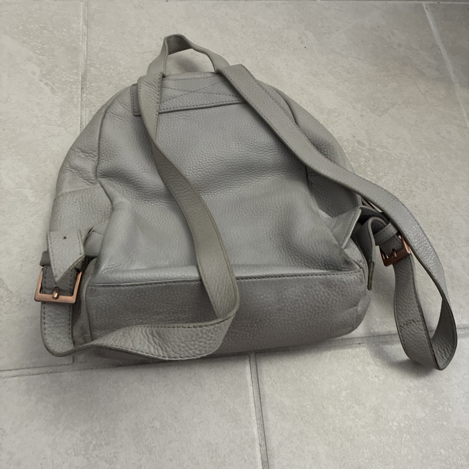 Ted Baker London Womans Leather Backpack Light Gray Medium Polyester Full Zip