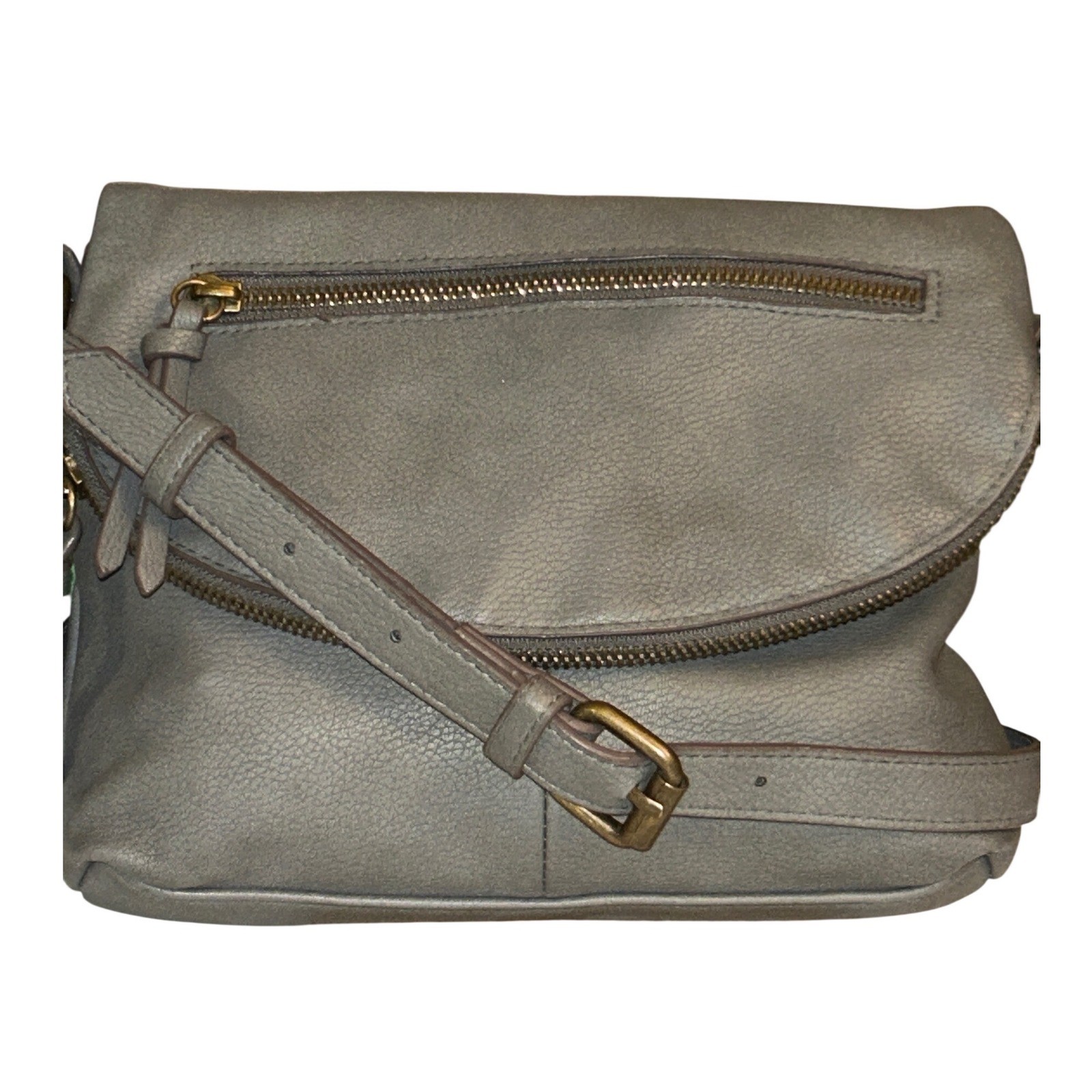 Y2K Sonoma Goods for Life Grey Pebbled Faux Leather Foldover Crossbody Bag