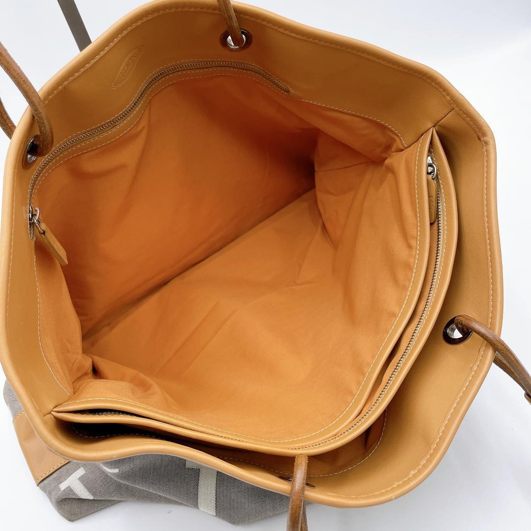 Tod’s Tote Bag Three-Layer Canvas Leather T Logo h472 Japan 079585