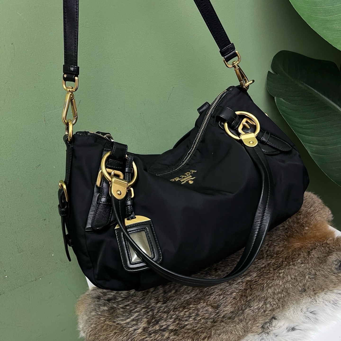 Prada Nylon Hobo Pillow Bag, （35×20×17）cm