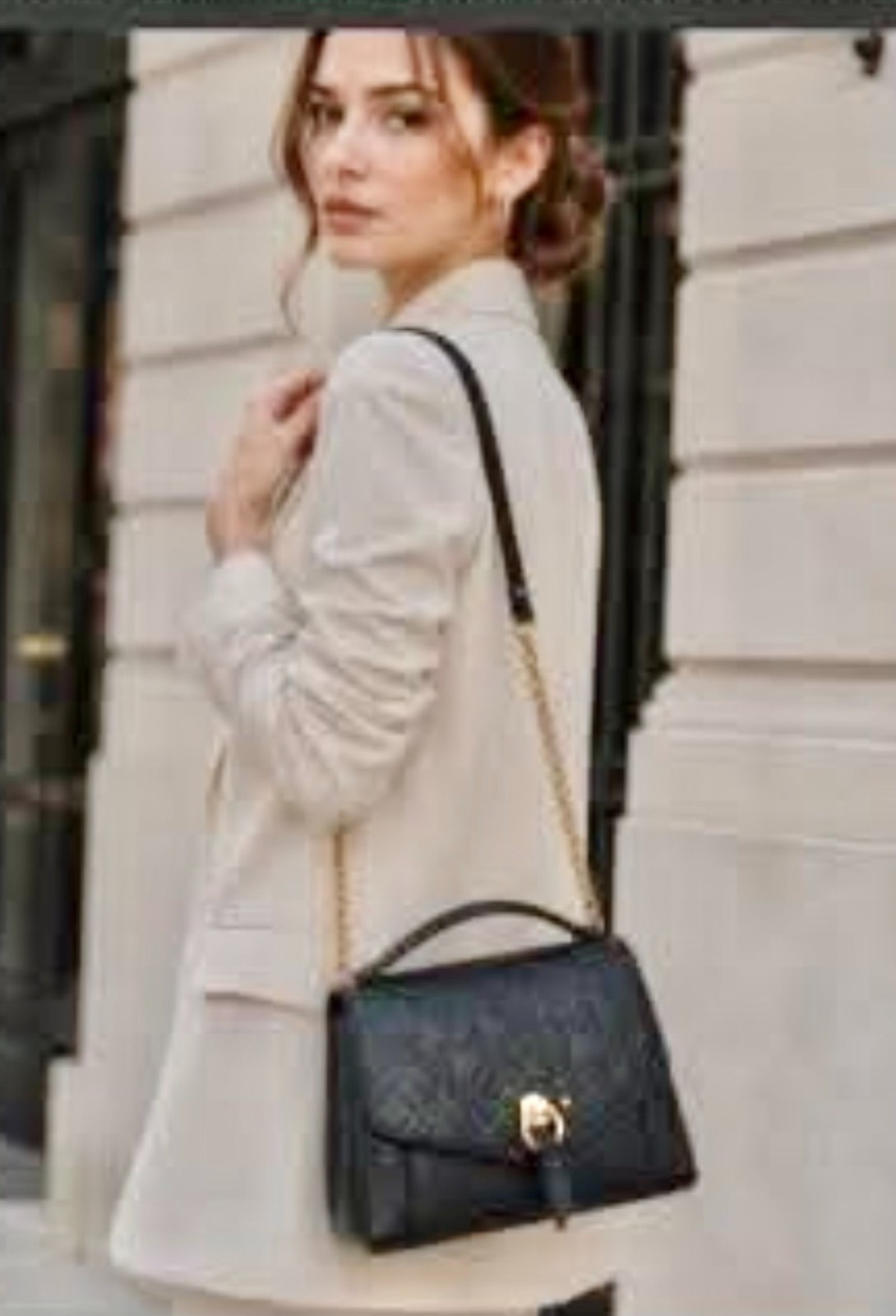 Louis Vuitton Blanche Handbag Monogram Empreinte Leather BB-BLACK