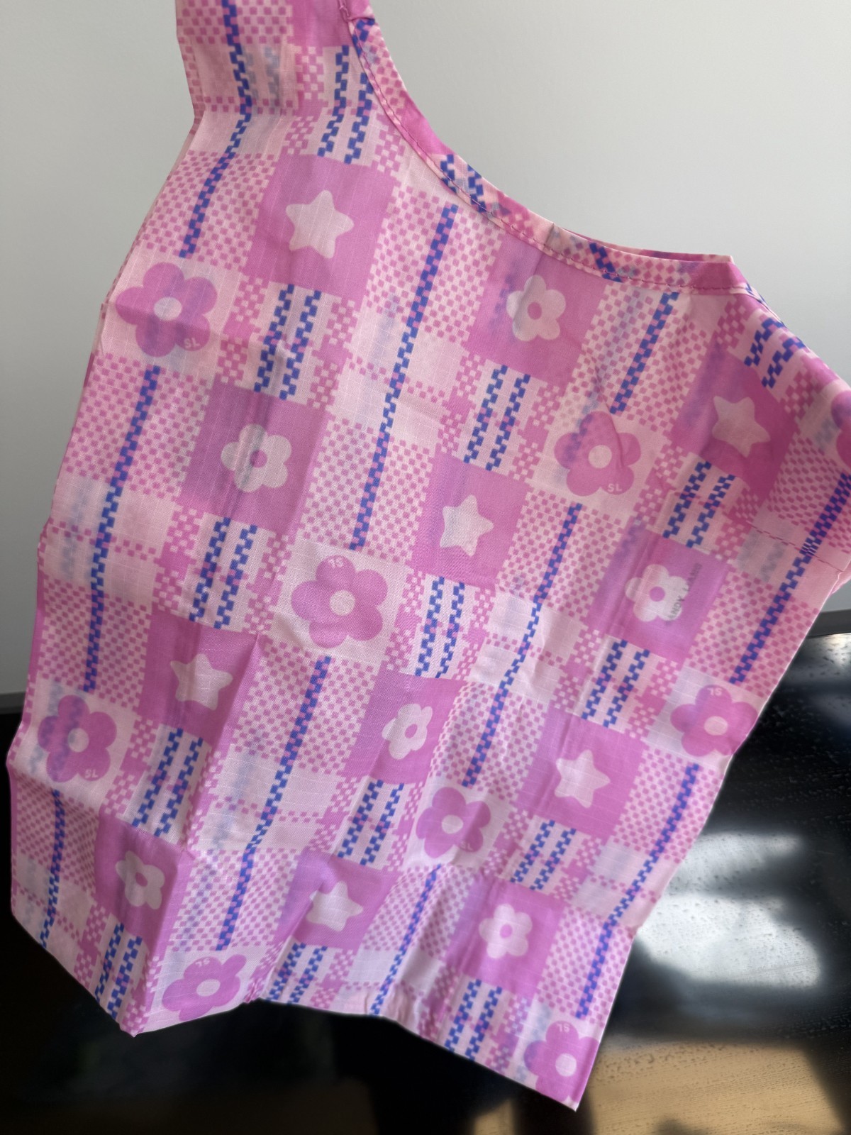 BAGGU Sandy Liang Baby Bow Reusable Bag (Pink Plaid) NWT