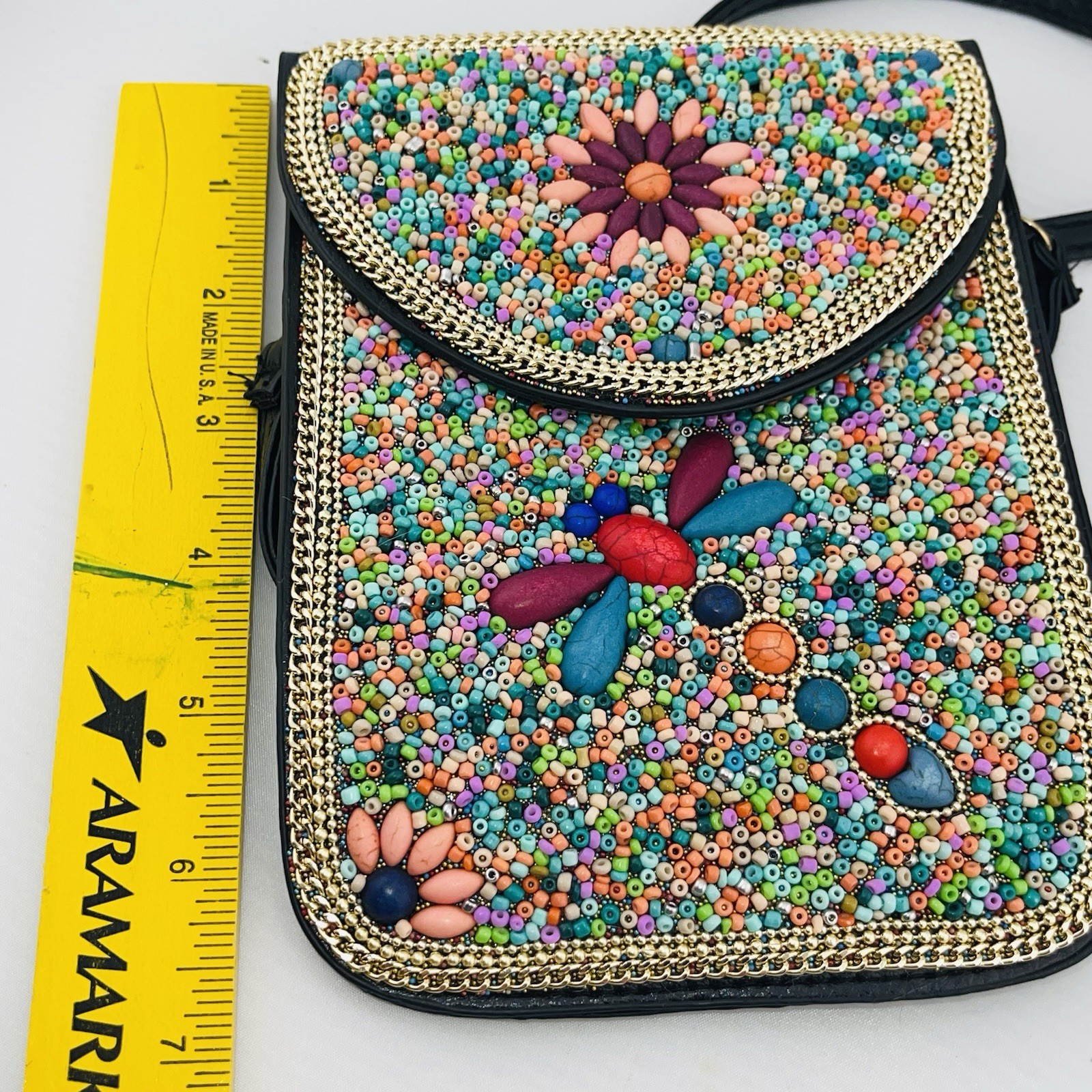 Coco + Carmen Women’s Beaded Dragonfly Pockets Flap Crossbody Bag Purse Floral
