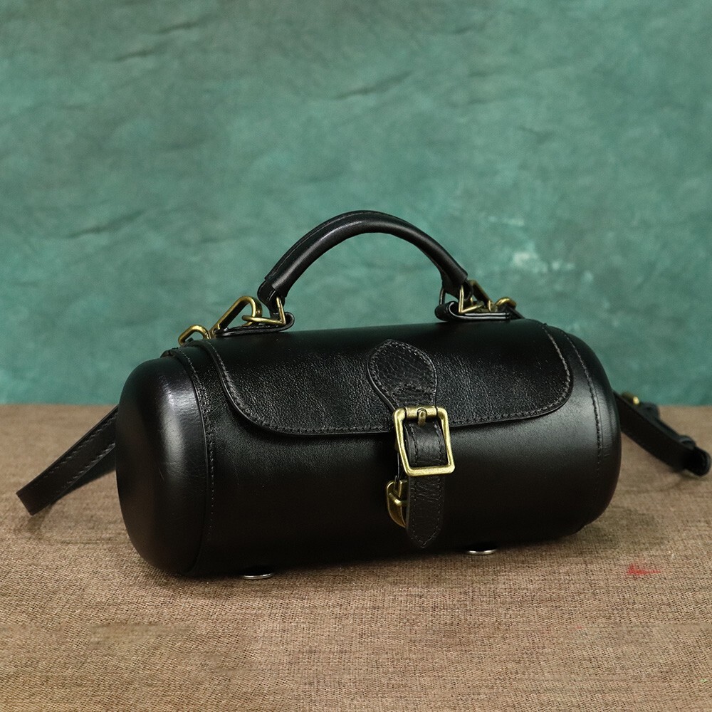 Genuine Leather Women Handbags Crossbody Bags Vintage Shoulder Purses round Bag